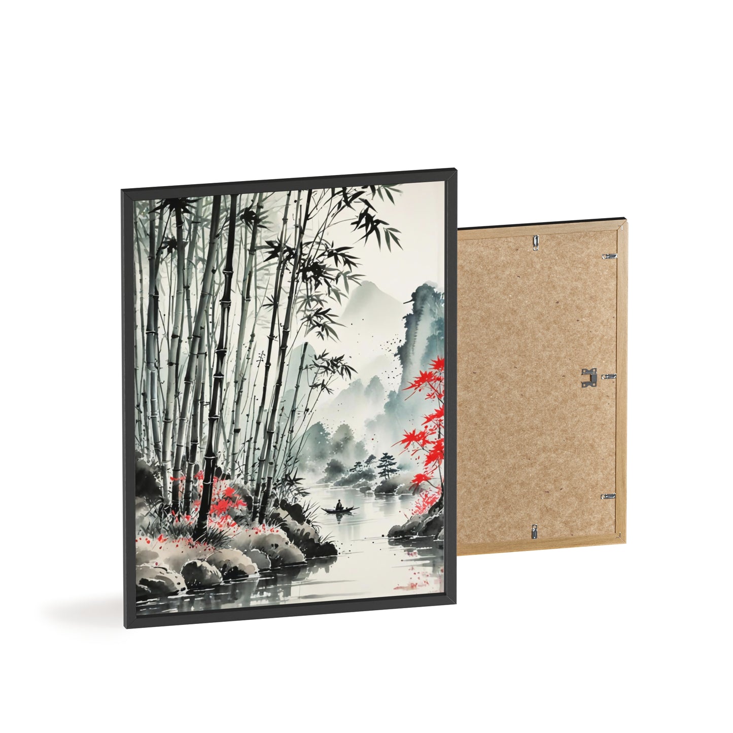 Sumi-e Art - Bamboo Pond • Traditional Japanese Art • Framed