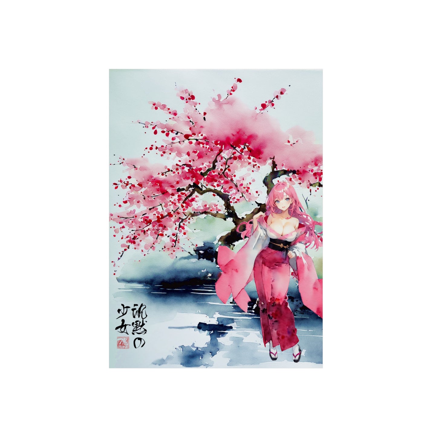 Sumi-e Art - Die stille Dame 🇩🇪 GER Shipping - Traditional Japanese Art on Metal Poster