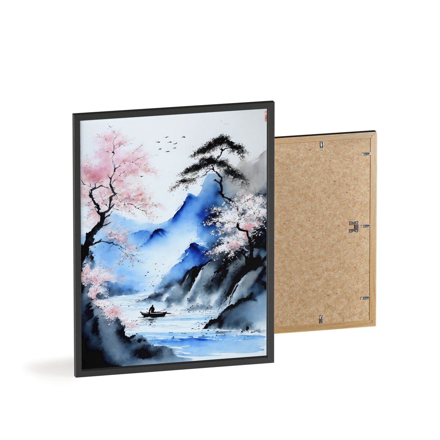 Sumi-e Art - Silent waters • Traditional Japanese Art • Framed