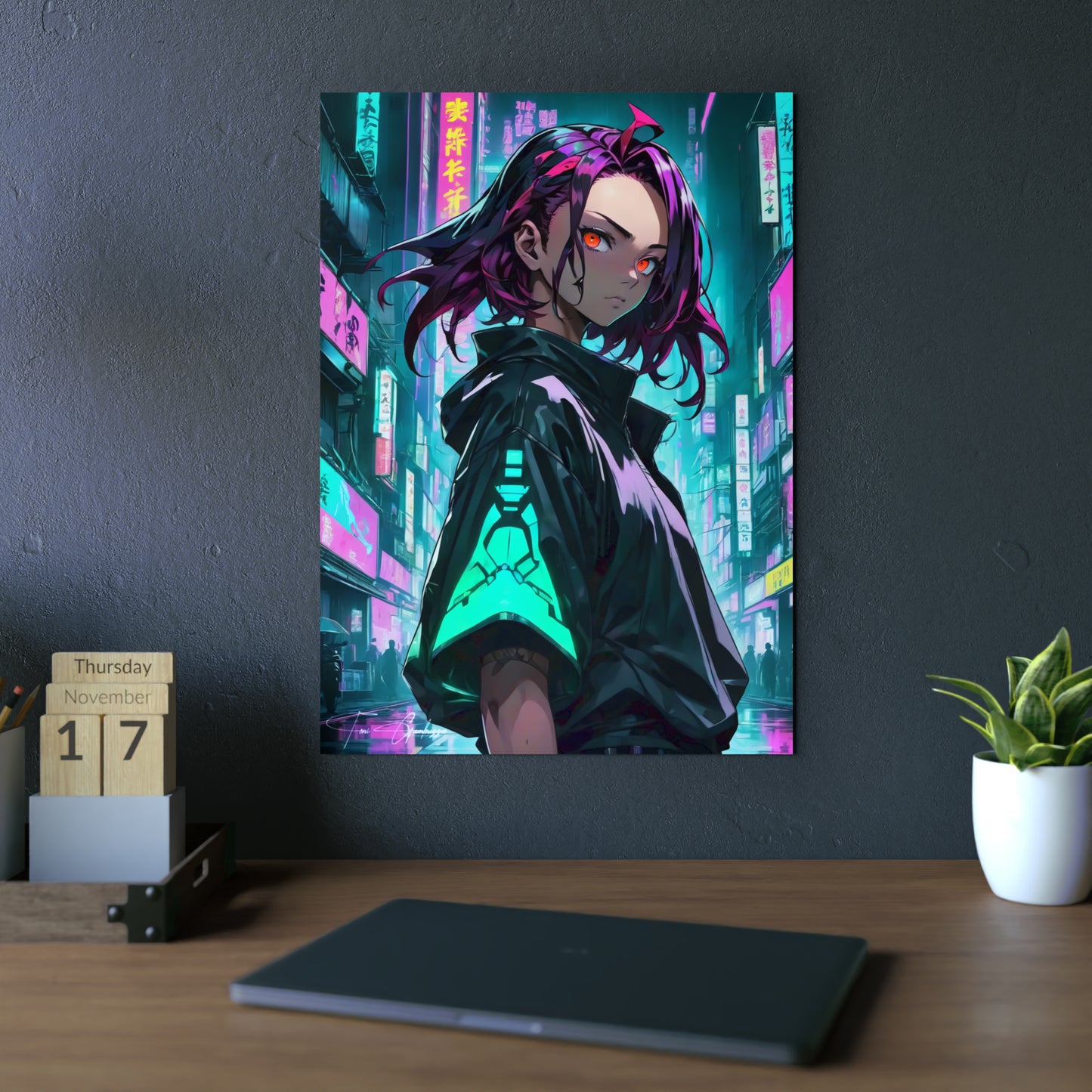 Cyberpunk Tanjirō 🇩🇪 GER Shipping - Anime Art on Metal Poster