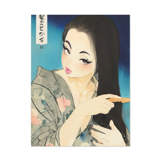 Ukiyo-e Art  - Combing Hair • Traditional Japanese Art on high quality Canvas