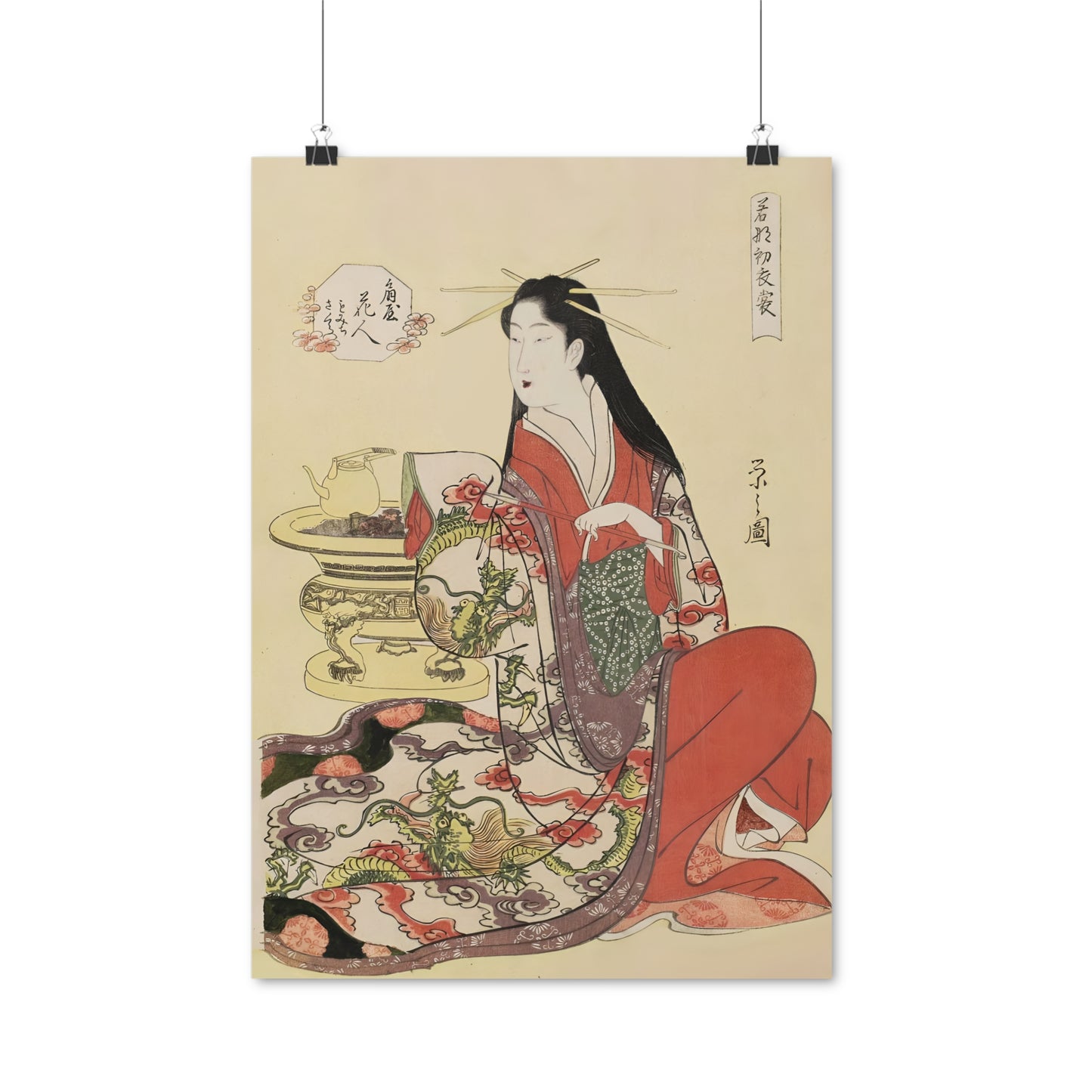 Ukiyo-e Art - Hanabito of Ogiya • Hosoda Eishi • Traditional Japanese Art on high quality poster