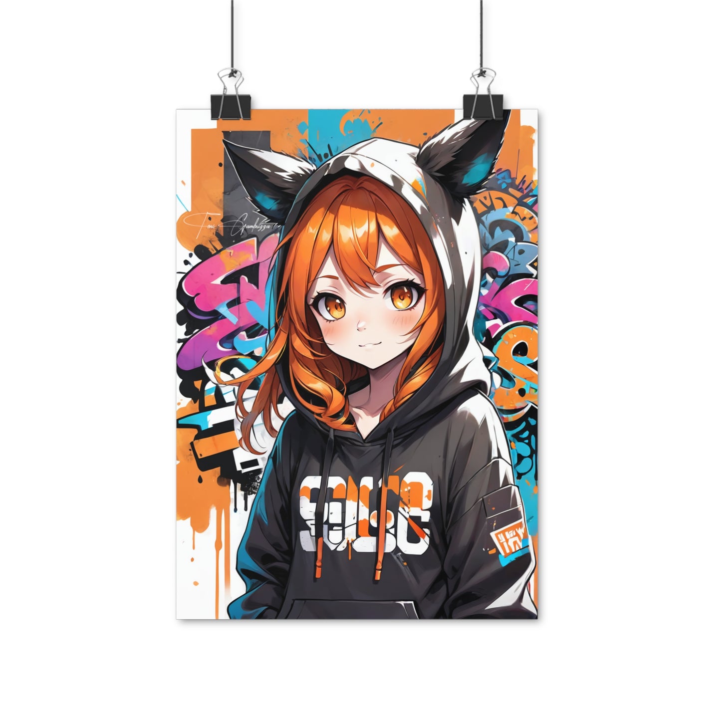 Manga Mural: Mina - Anime Graffiti Art on high quality poster