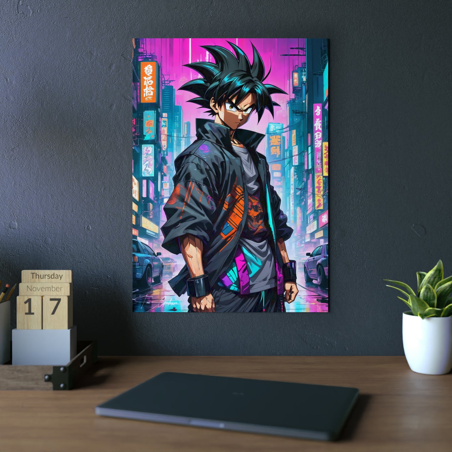 Cyberpunk Son Goku 🇩🇪 GER Shipping - Anime Art on Metal Poster