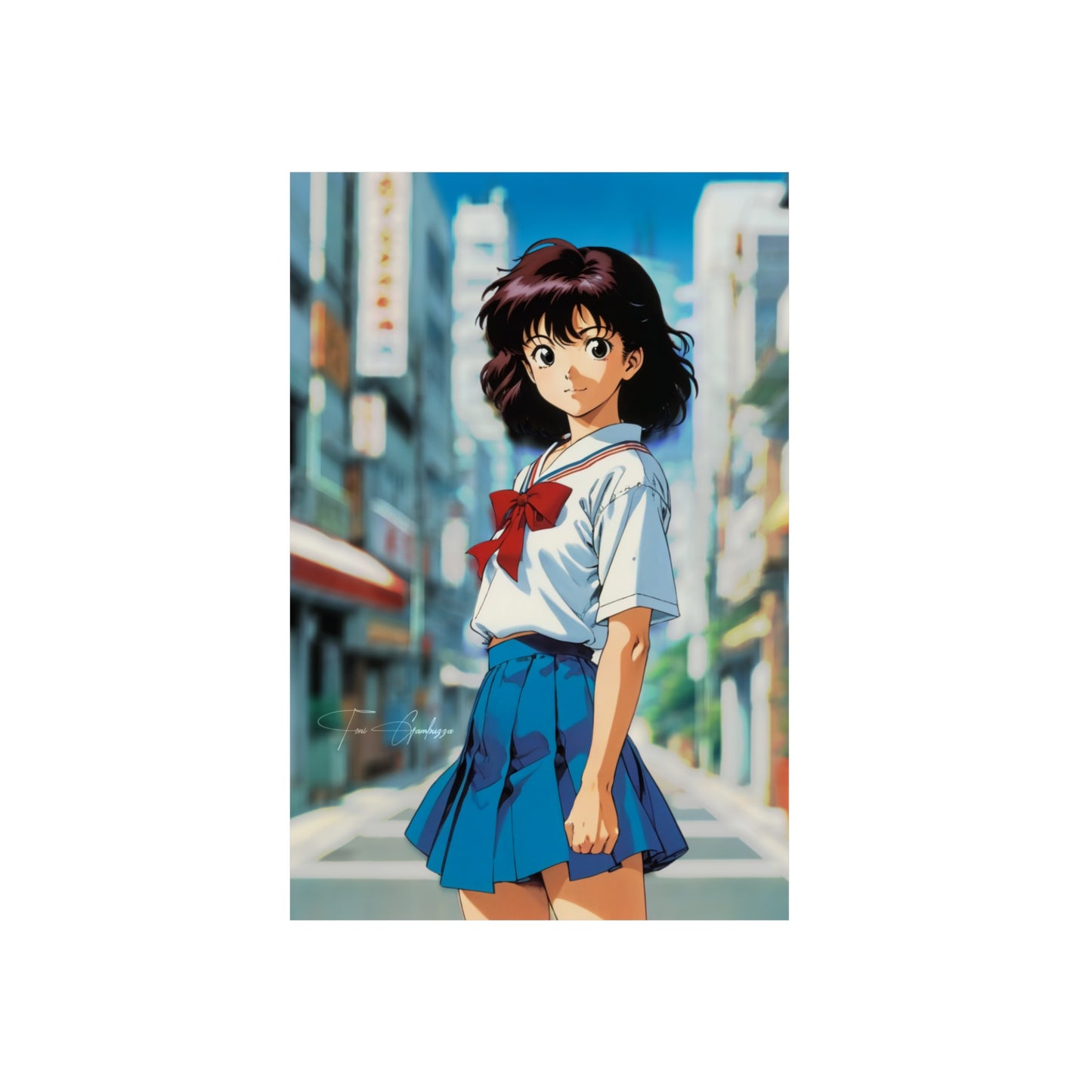 City Pop Collection - Flirty Schoolgirl 🇩🇪 GER Shipping - Anime Art on Metal Poster