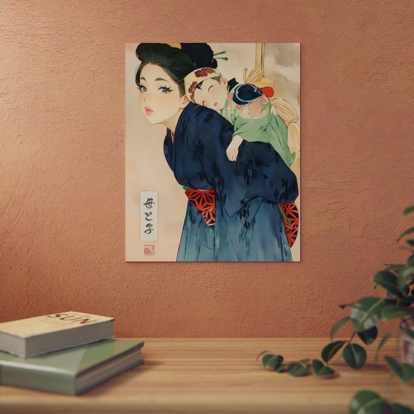 Ukiyo-e Art - Mother and child 🇩🇪 GER Shipping - Traditional Japanese Art on Metal Poster