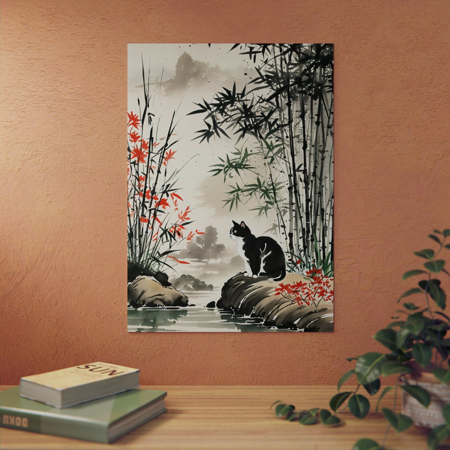 Sumi-e Art - Amidu 🇩🇪 GER Shipping - Traditional Japanese Art on Metal Poster