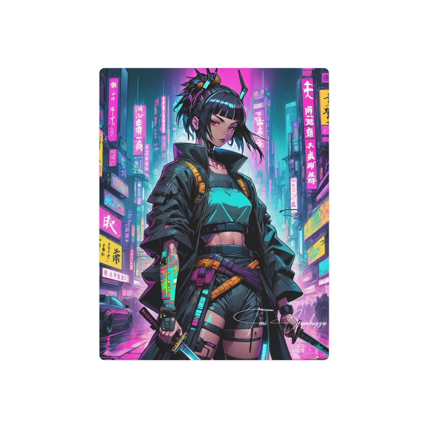 Cyberpunk Girl 🇺🇸 US Shipping - Anime Art on Metal Poster