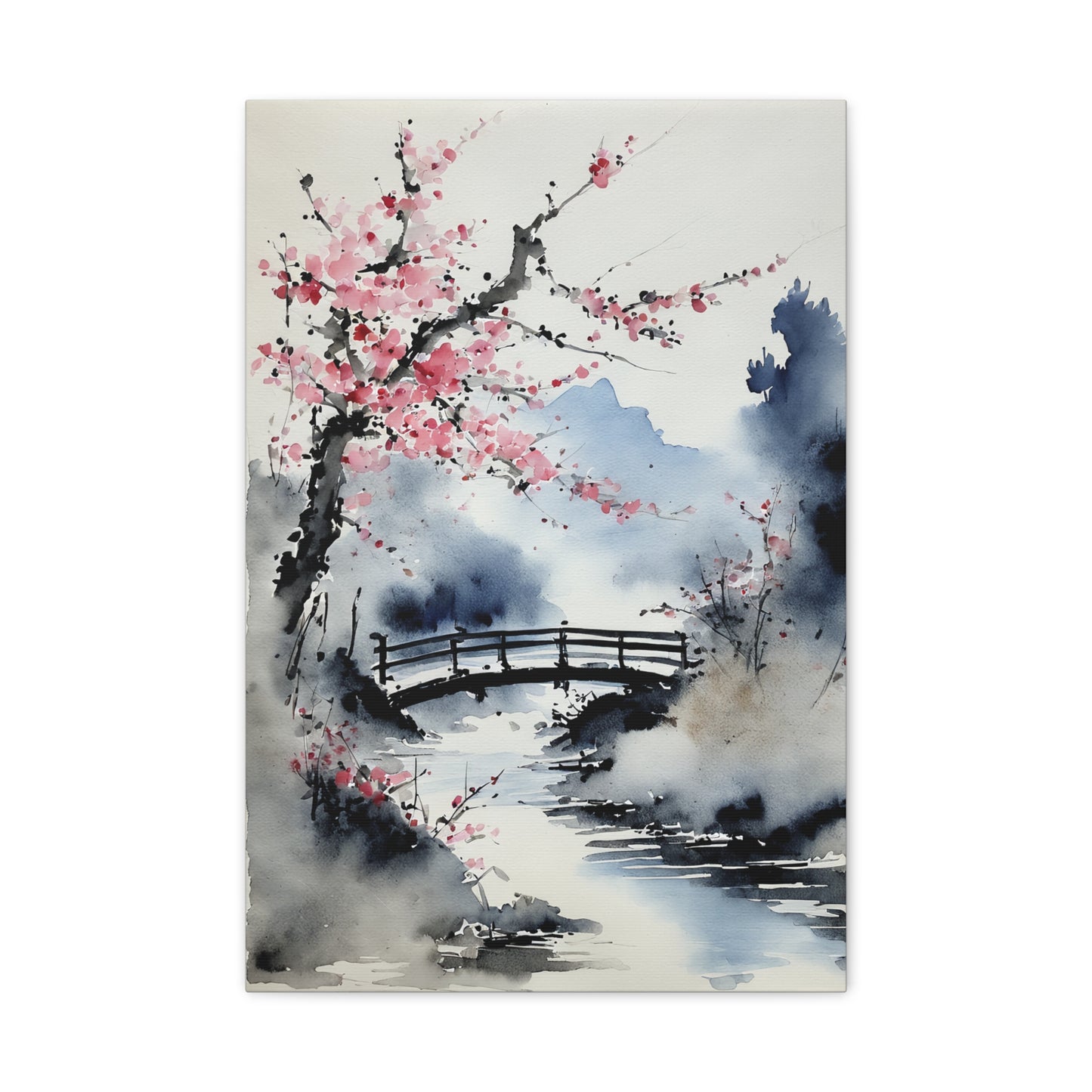 Sumi-e Art - The bridge • Traditional Japanese Art on high quality Canvas