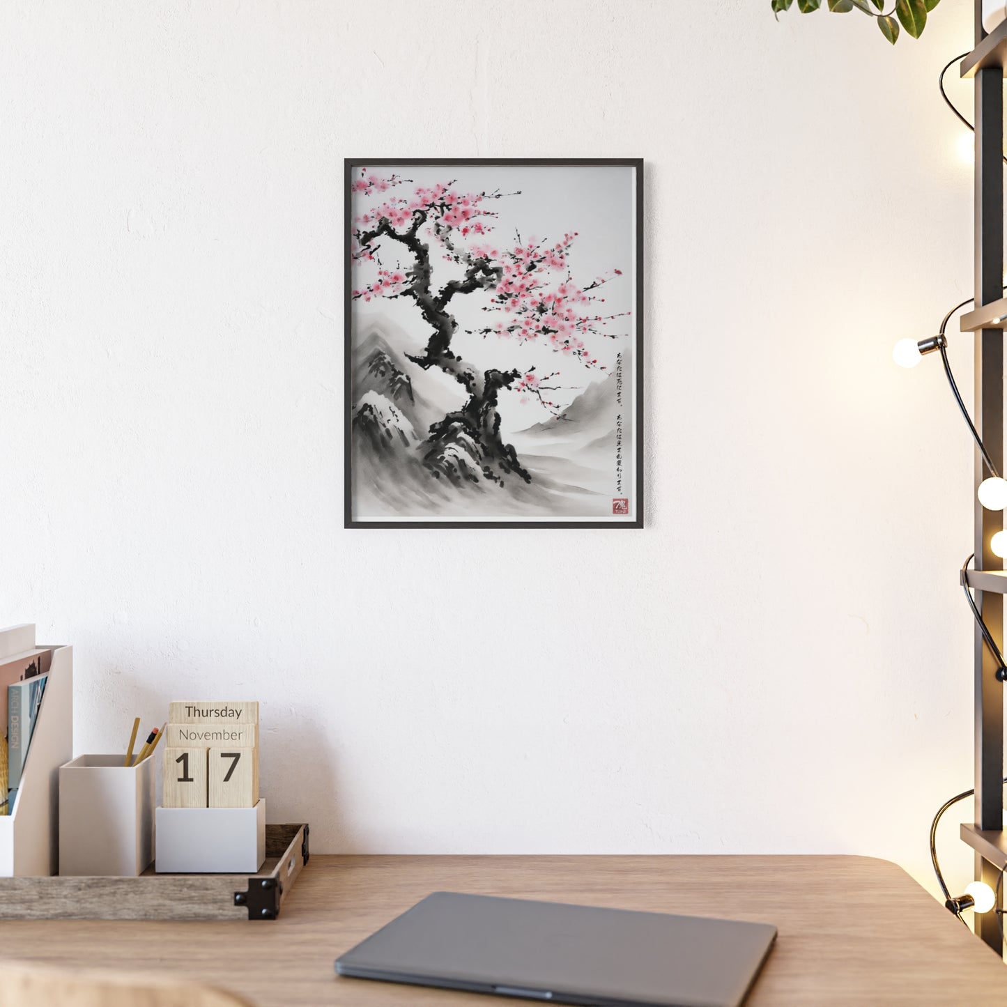 Sumi-e Art - Reborn Petals • Traditional Japanese Art • Framed