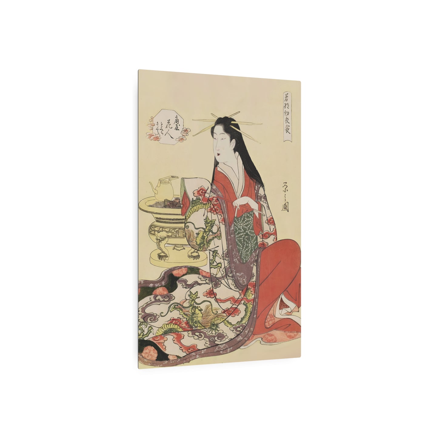 Ukiyo-e Art - Hanabito of Ogiya • Hosoda Eishi 🇺🇸 US Shipping - Traditional Japanese Art on Metal Poster