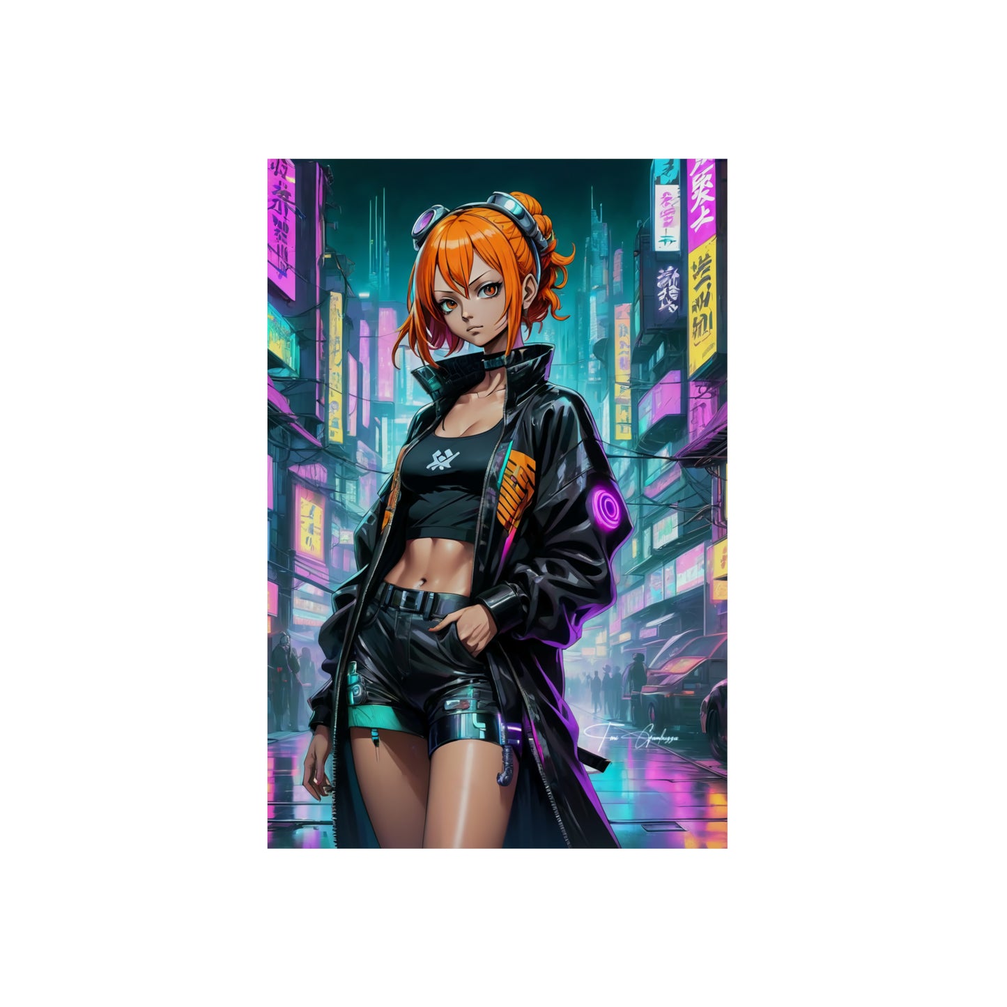 Cyberpunk Nami 🇩🇪 GER Shipping - Anime Art on Metal Poster