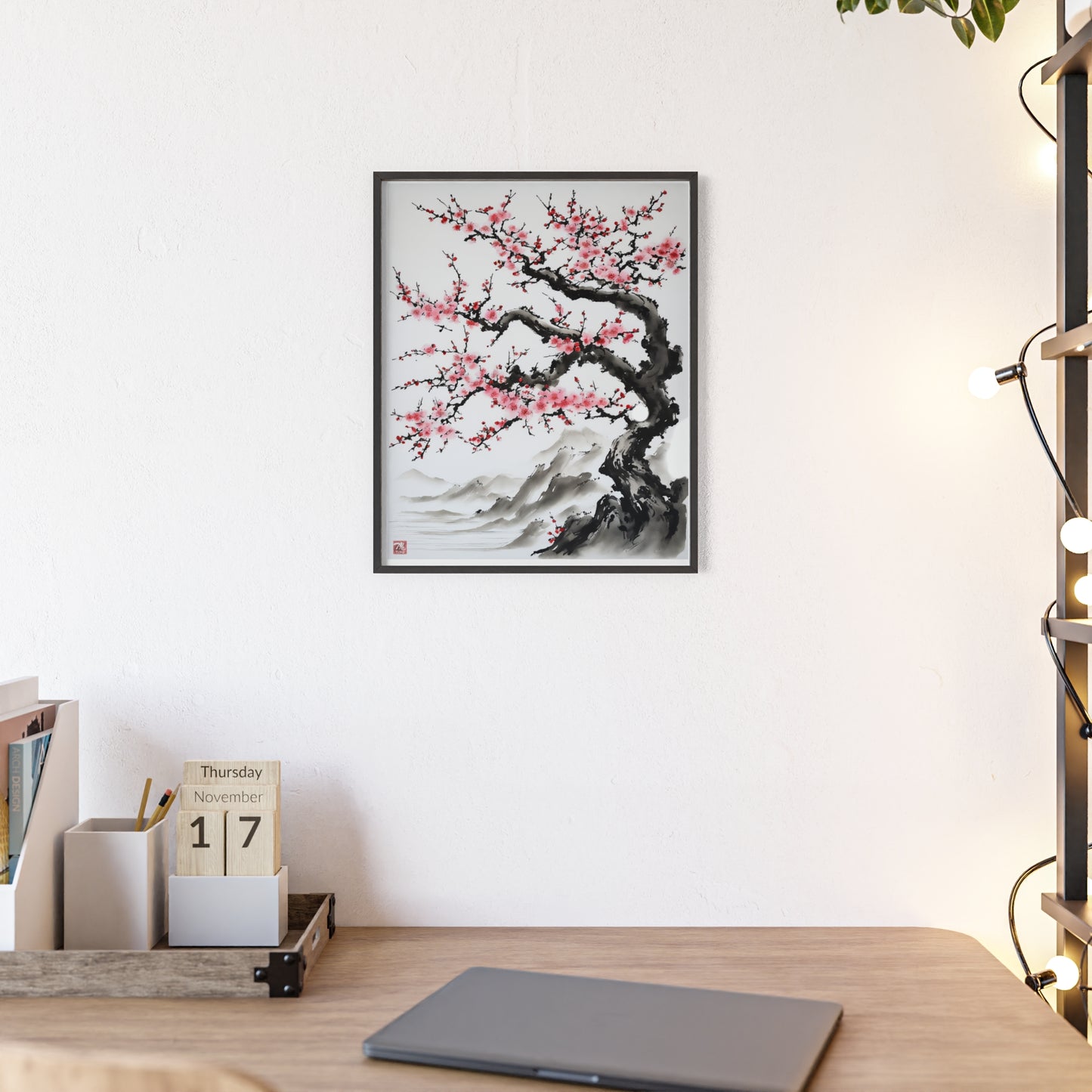 Sumi-e Art - Bodhi Tree • Traditional Japanese Art • Framed