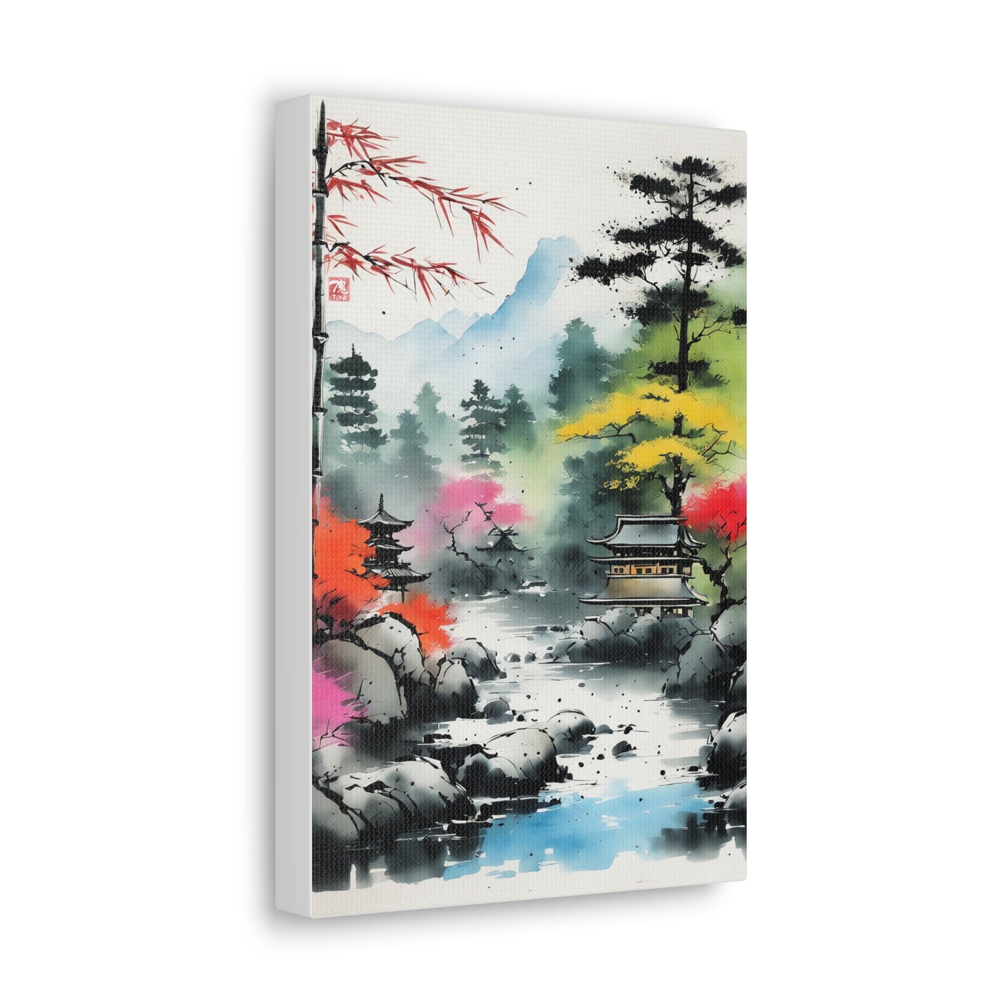 Sumi-e Art - Shambala Lake • Traditional Japanese Art on high quality Canvas