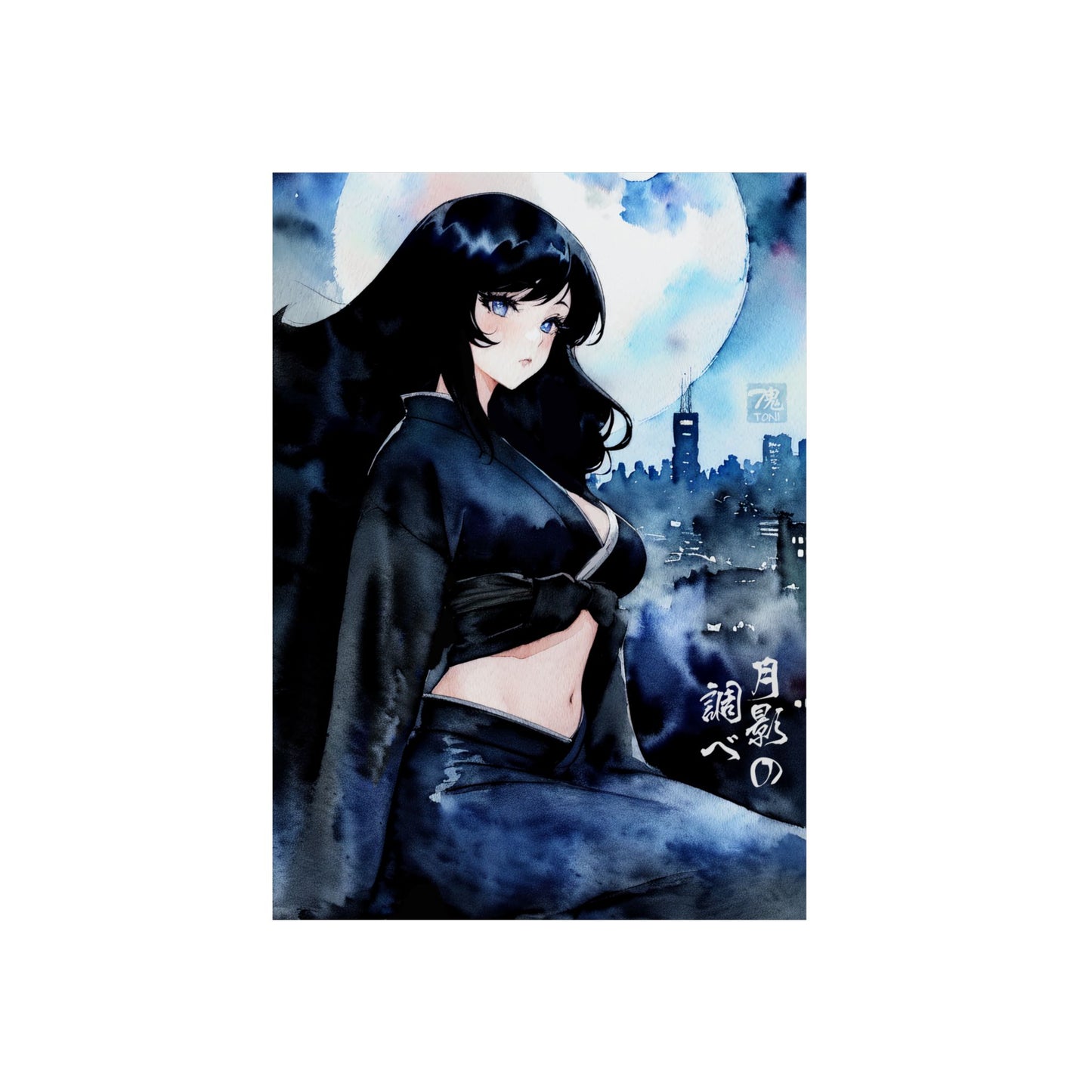 Melody of the Moonlight 🇩🇪 GER Shipping - Watercolor Anime Art on Metal Poster