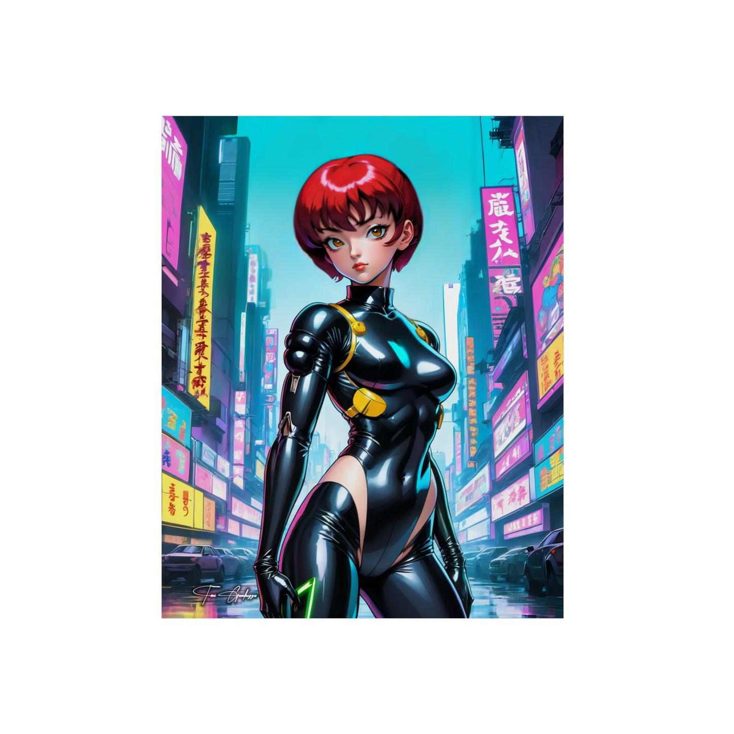 Cyberpunk Ranma Chan 🇩🇪 GER Shipping - Anime Art on Metal Poster