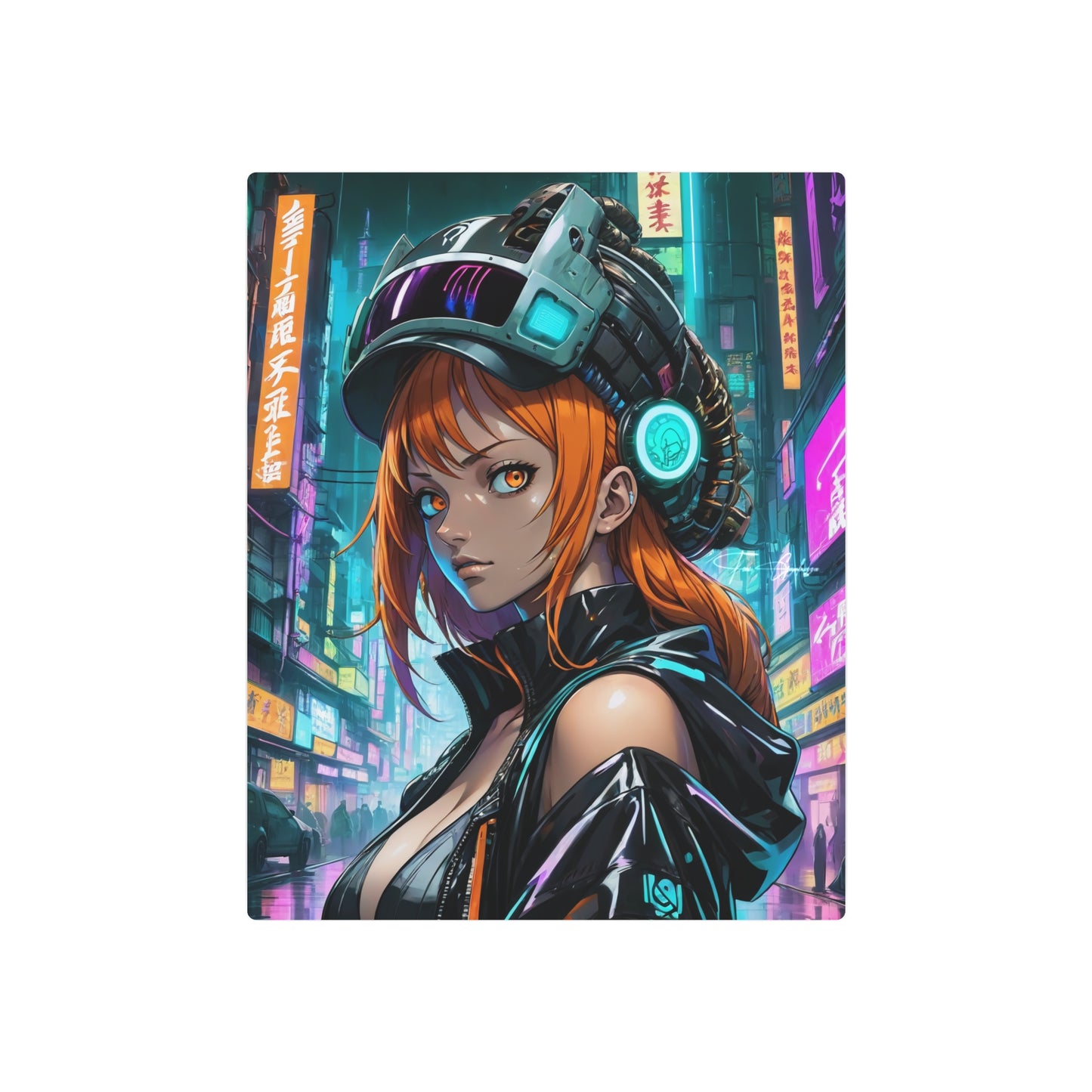 Cyberpunk Nami Portrait 🇺🇸 US Shipping - Anime Art on Metal Poster