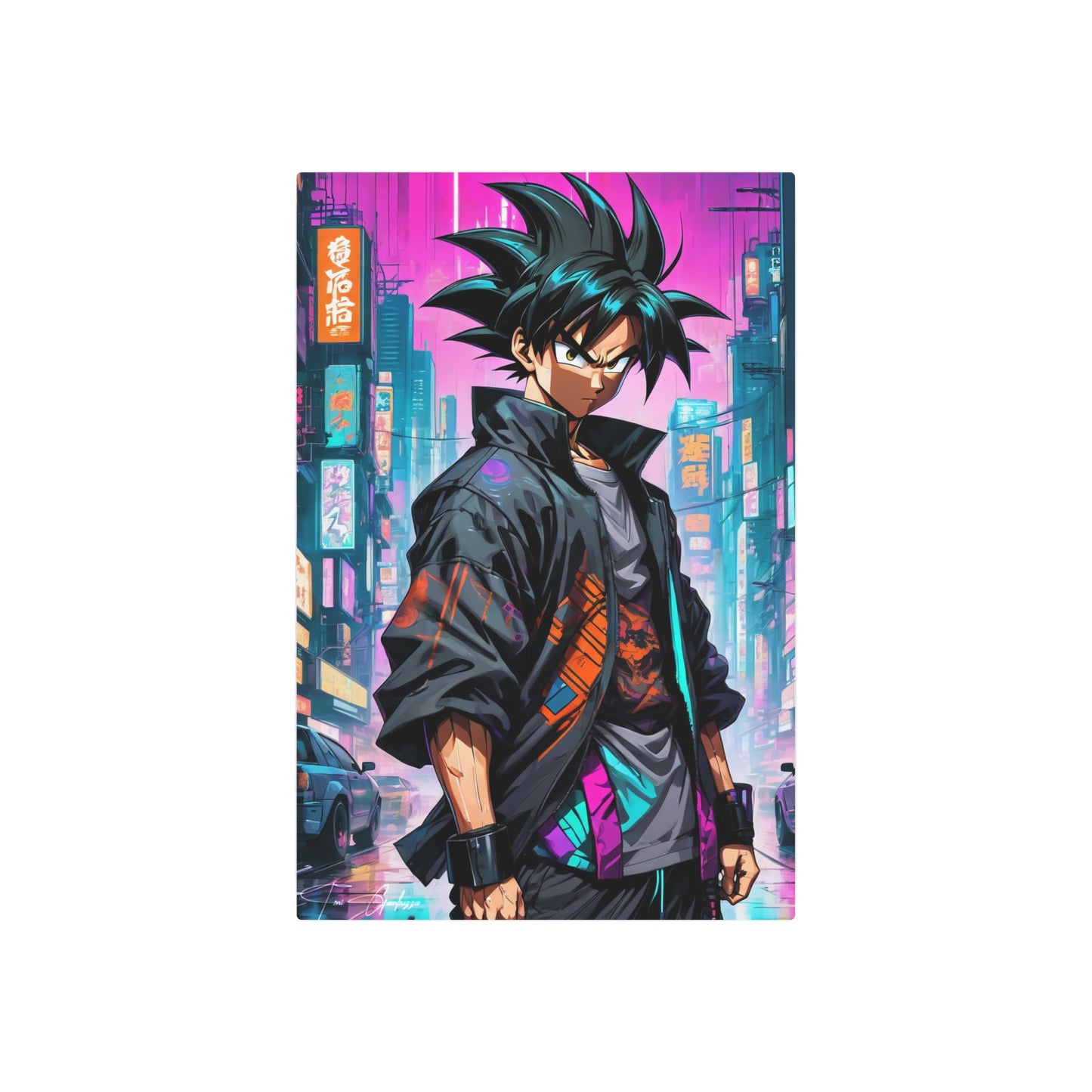 Cyberpunk Son Goku 🇺🇸 US Shipping - Anime Art on Metal Poster