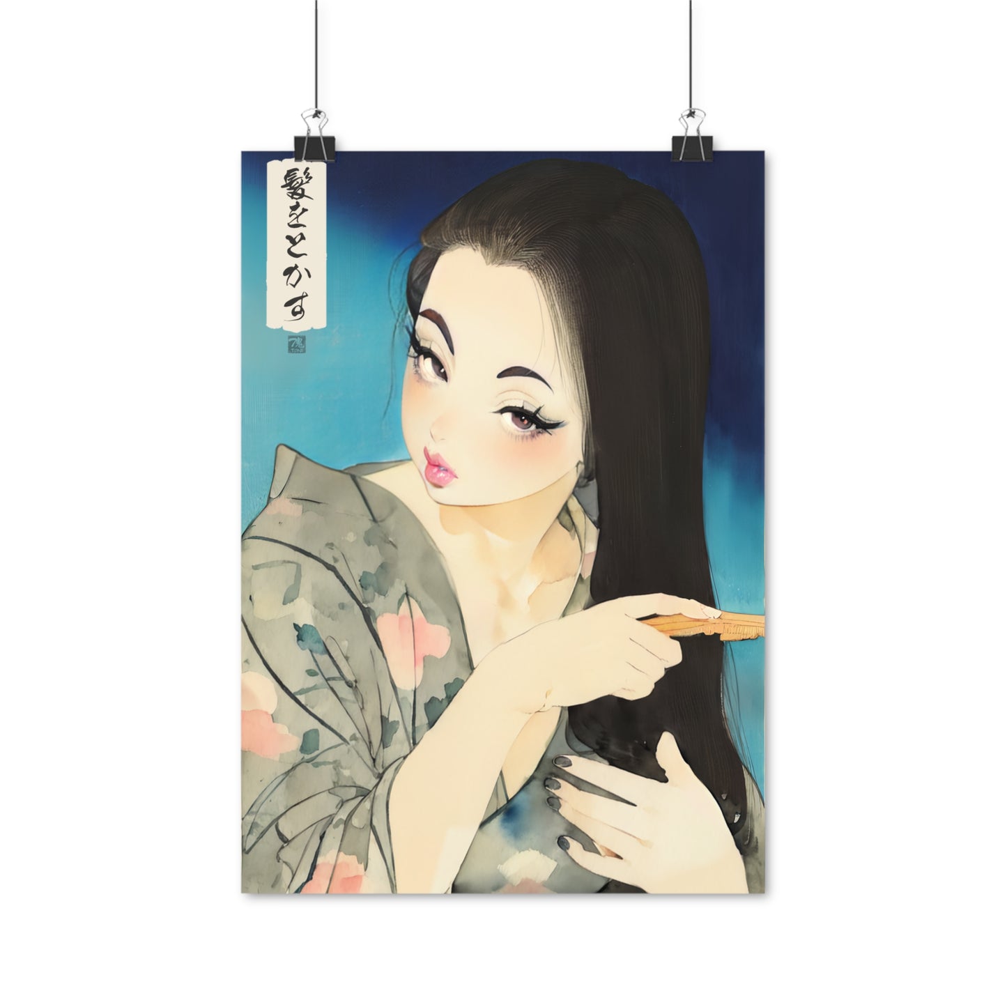 Ukiyo-e Art - Combing Hair • Traditional Japanese Art on high quality poster