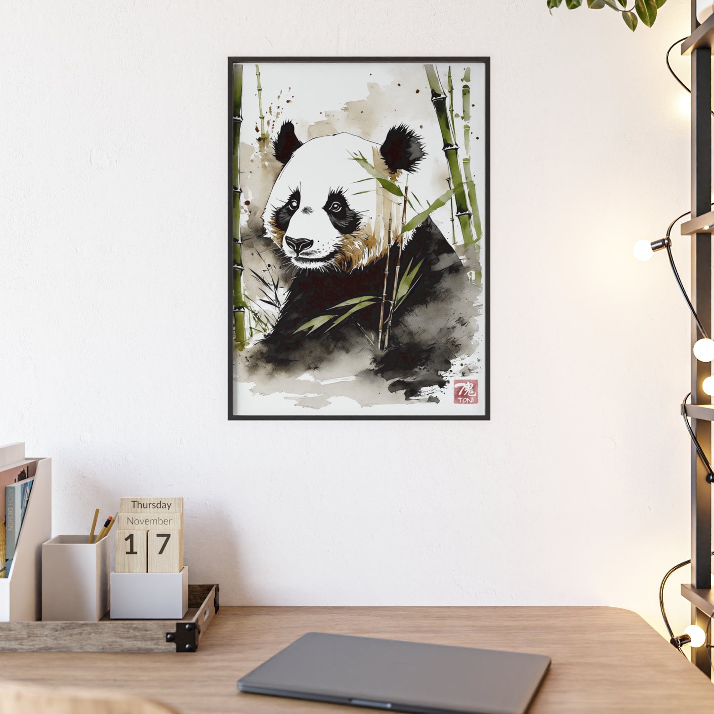 Sumi-e Art - Panda • Traditional Japanese Art • Framed