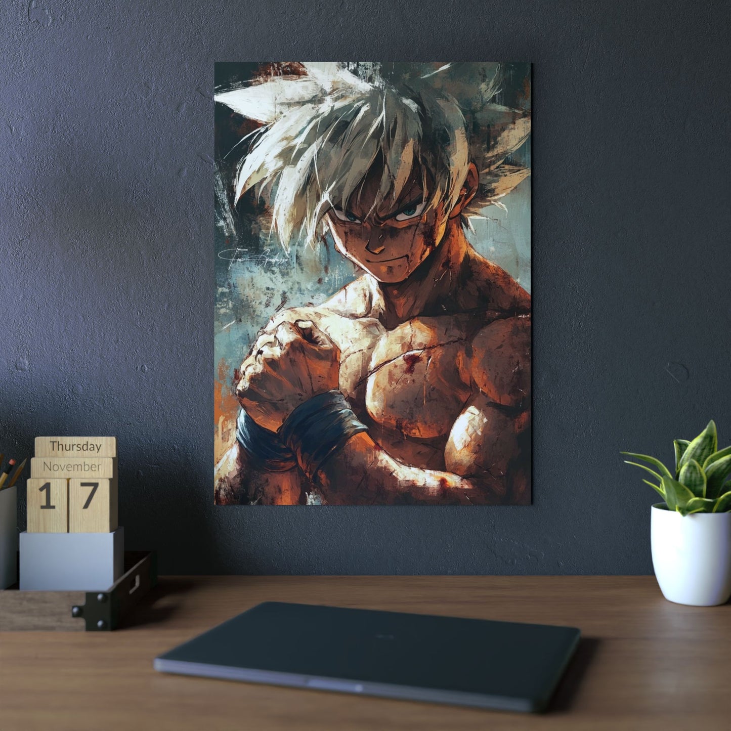 Anime Art - Goku after Battle  🇩🇪 GER Shipping - Anime Art on Metal Poster