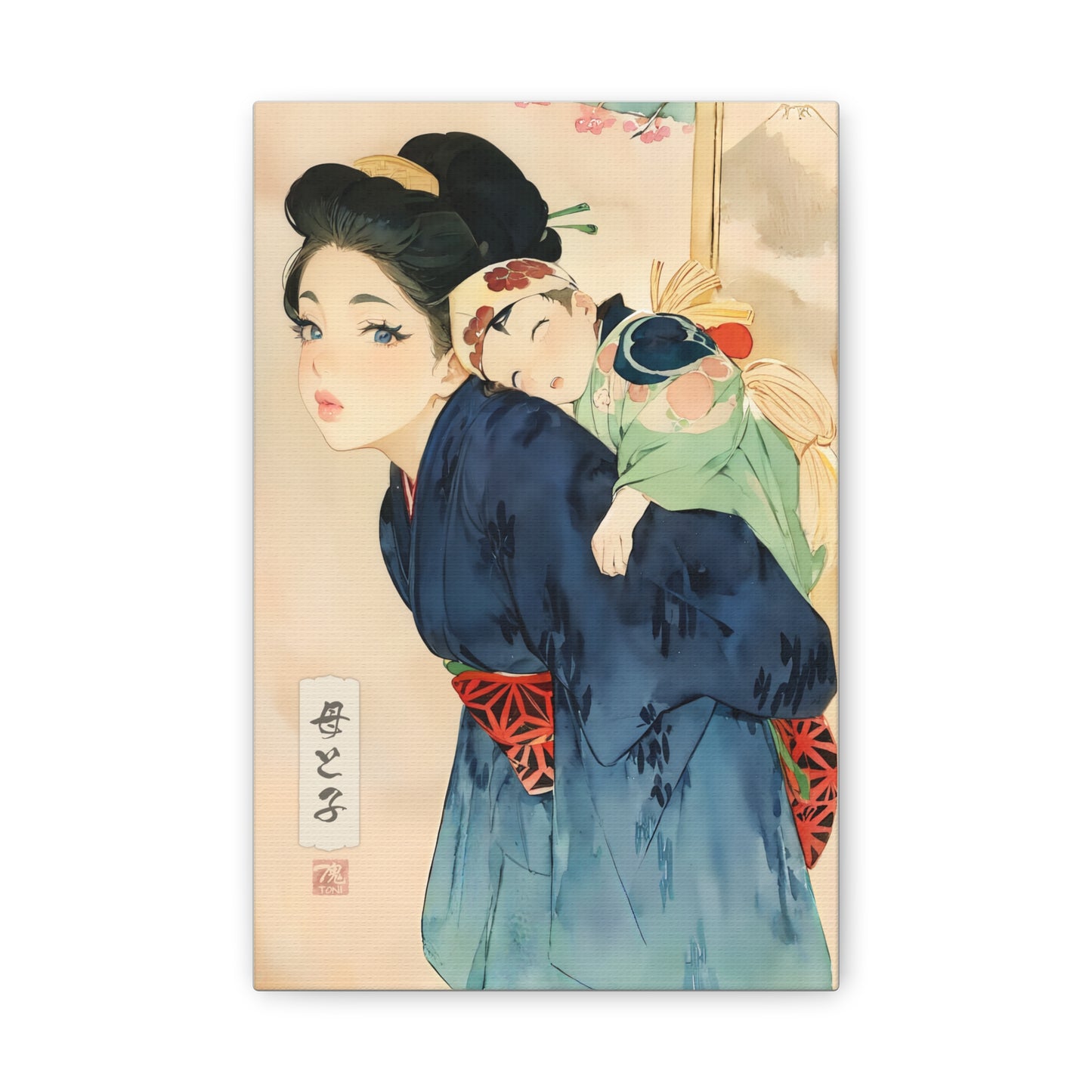 Ukiyo-e Art - Mother and child • Traditional Japanese Art on high quality Canvas