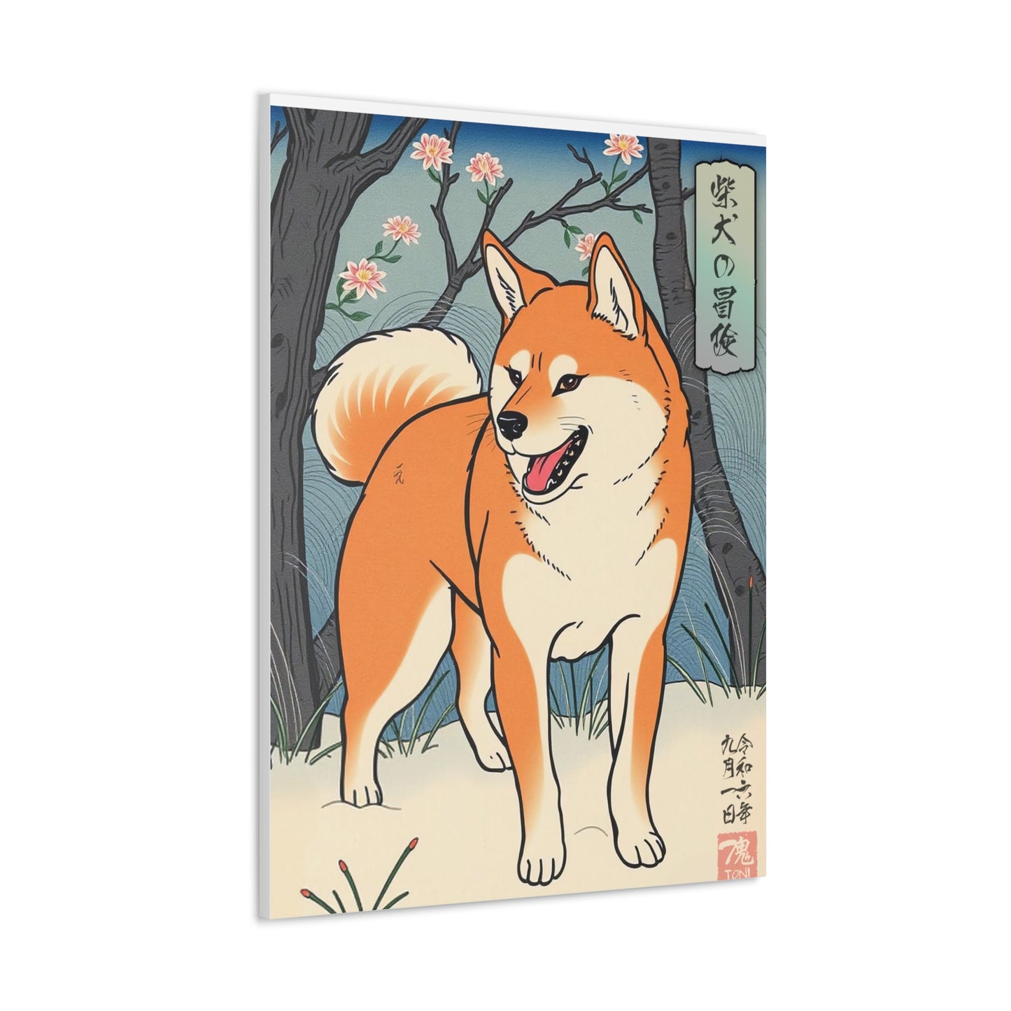 Ukiyo-e Art - Shiba Inus Adventure • Traditional Japanese Art on high quality Canvas