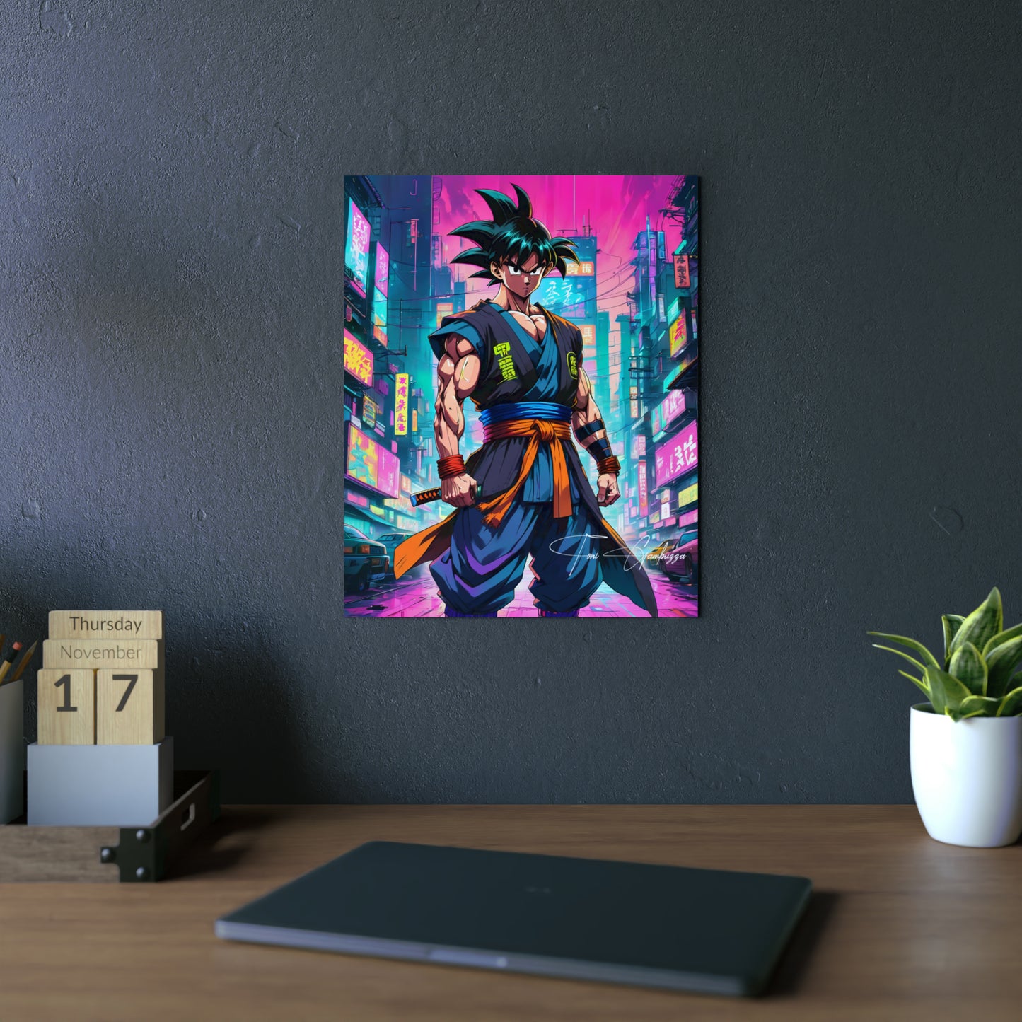 Cyberpunk Goku 🇩🇪 GER Shipping - Anime Art on Metal Poster