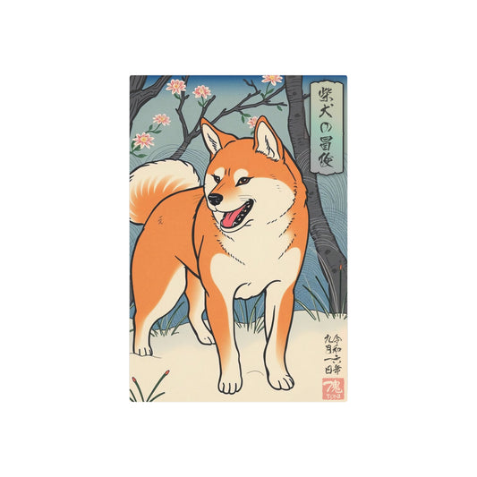 Ukiyo-e Art - Shiba Inus Adventure 🇺🇸 US Shipping - Traditional Japanese Art on Metal Poster