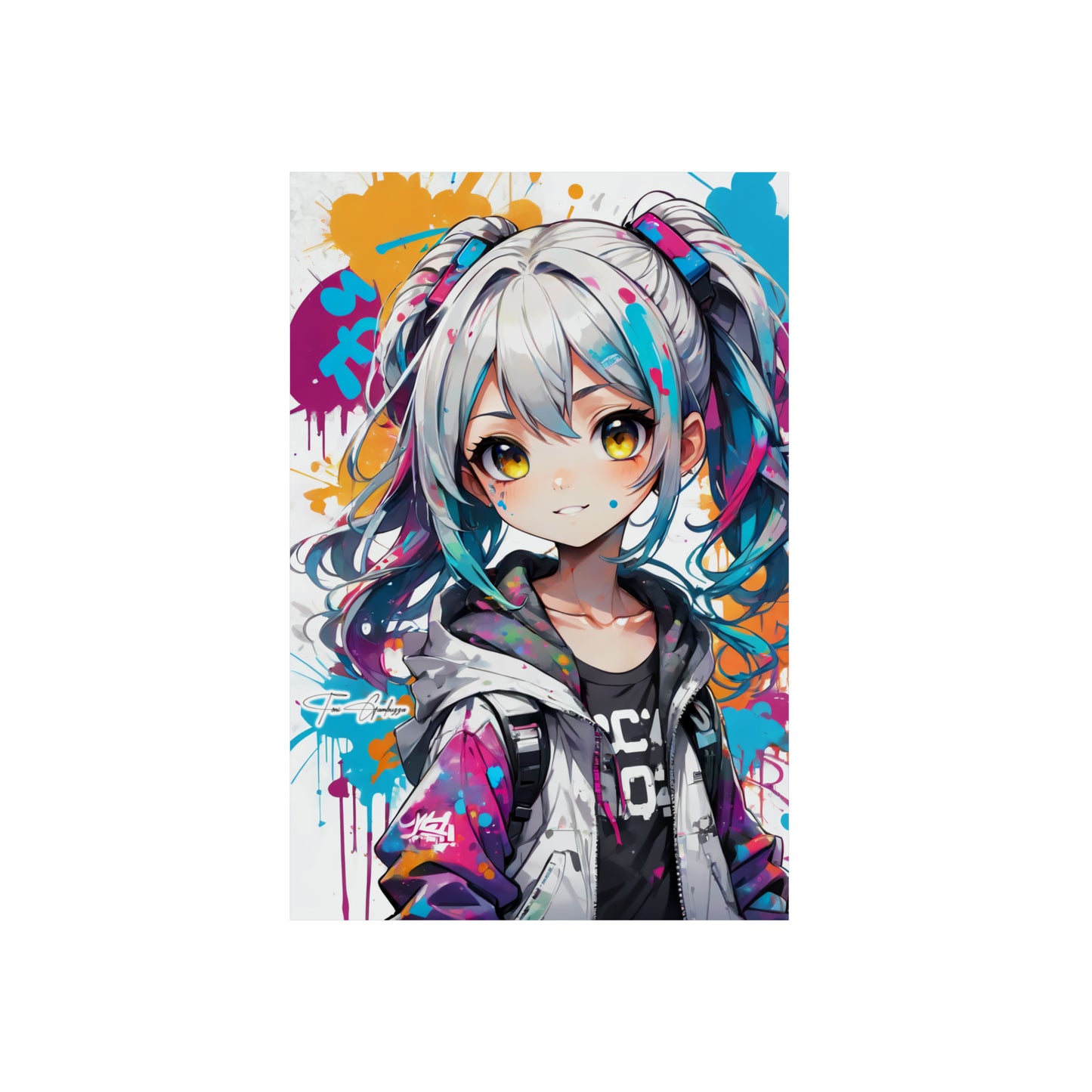 Manga Mural: Yui 🇩🇪 GER Shipping - Anime Graffiti Art on Metal Poster