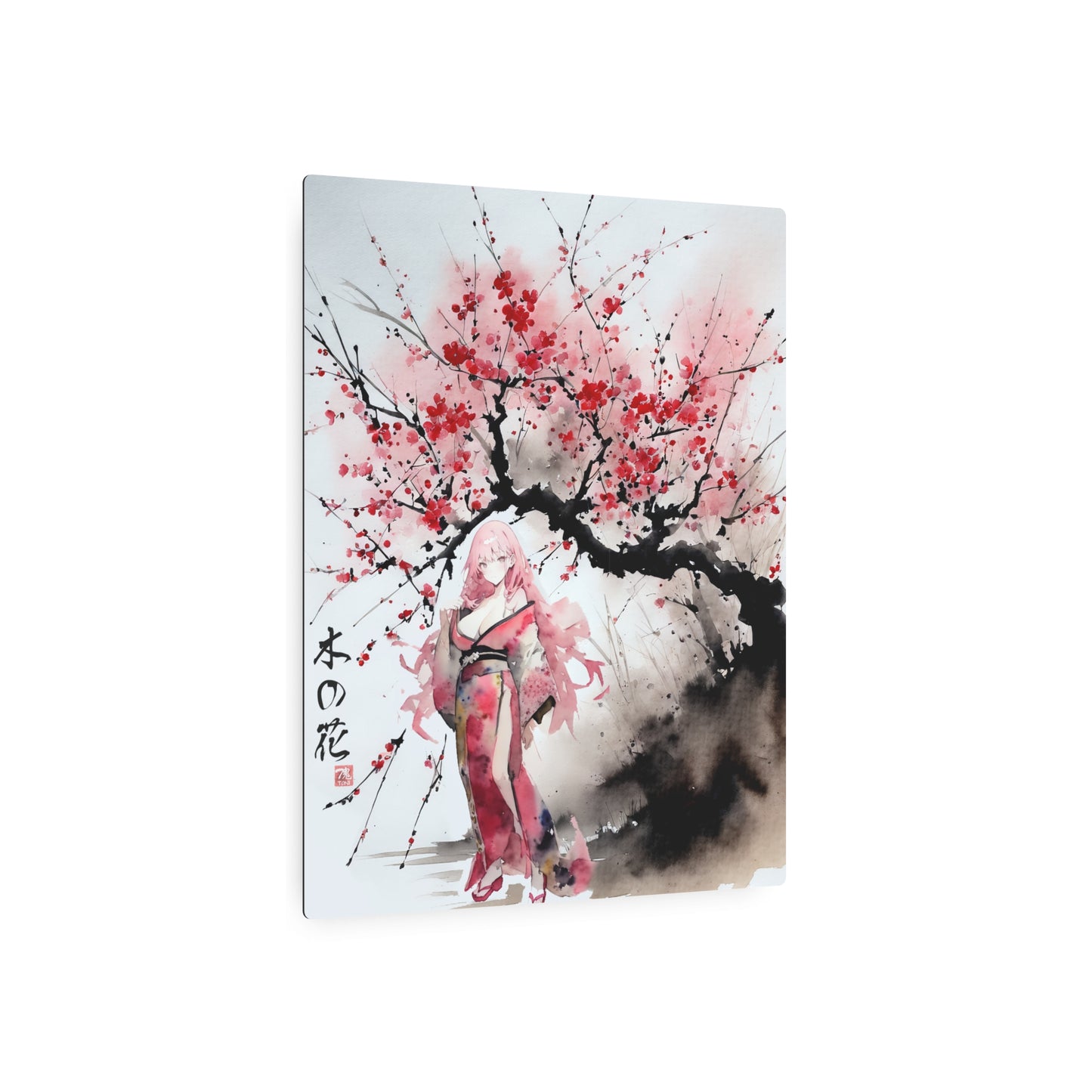 Sumi-Manga Art - Cherry Yokai 🇺🇸 US Shipping - Traditional Japanese Art on Metal Poster