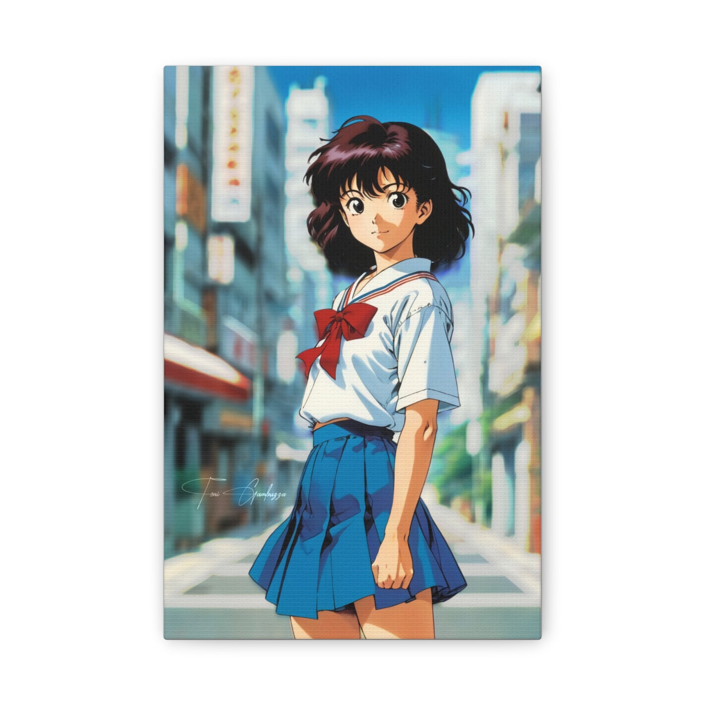 City Pop Collection - Flirty Schoolgirl • Anime Art on high quality Canvas