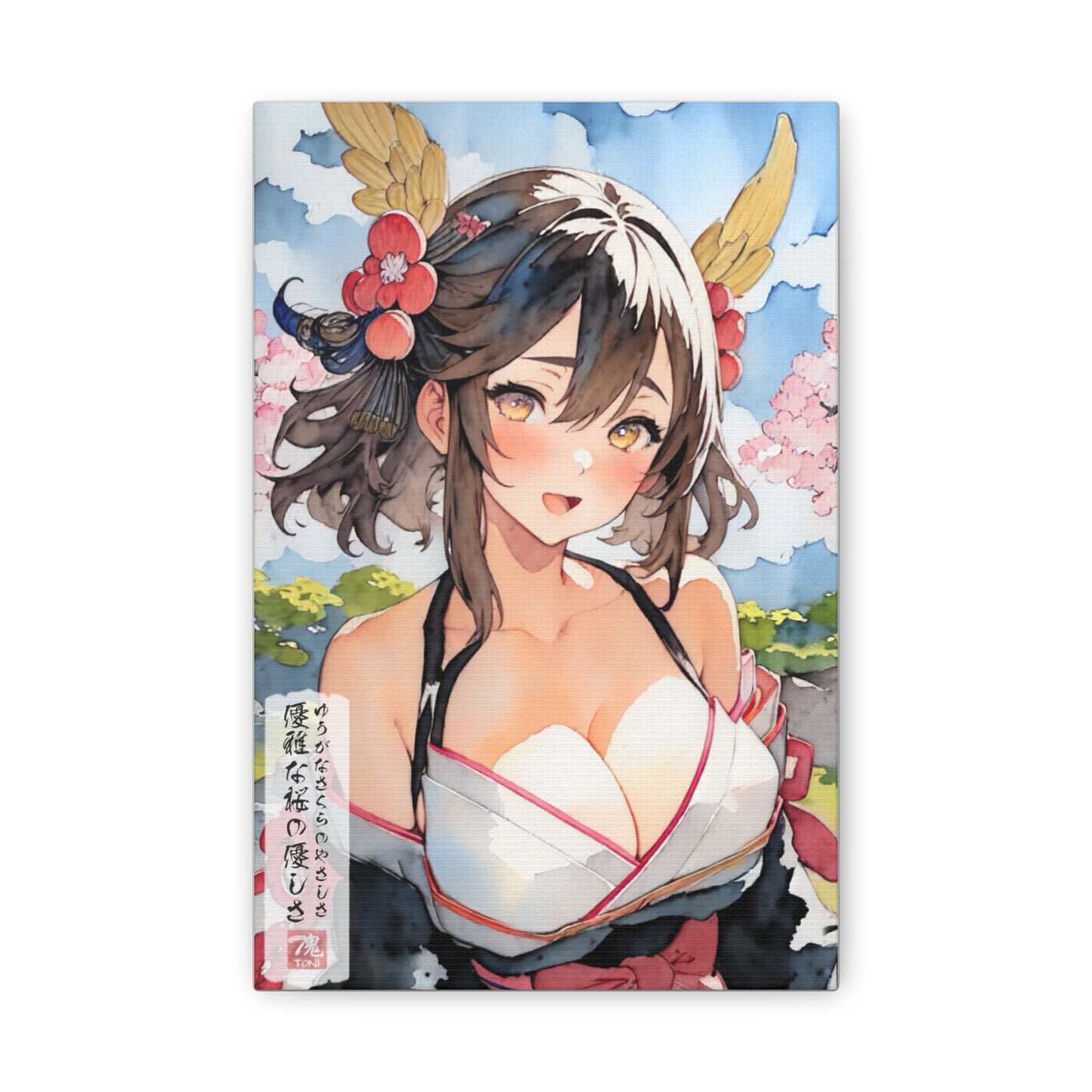 Canvas - Sakura's gentleness - Watercolor Anime Art on high quality Canvas