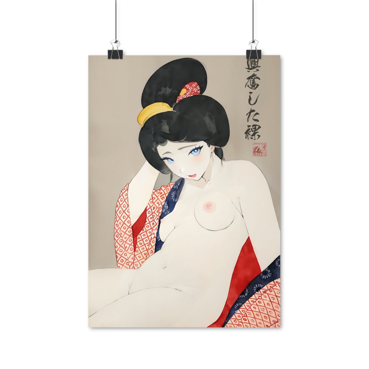 Ukiyo-e Art - Excited nude • Traditional Japanese Art on high quality poster