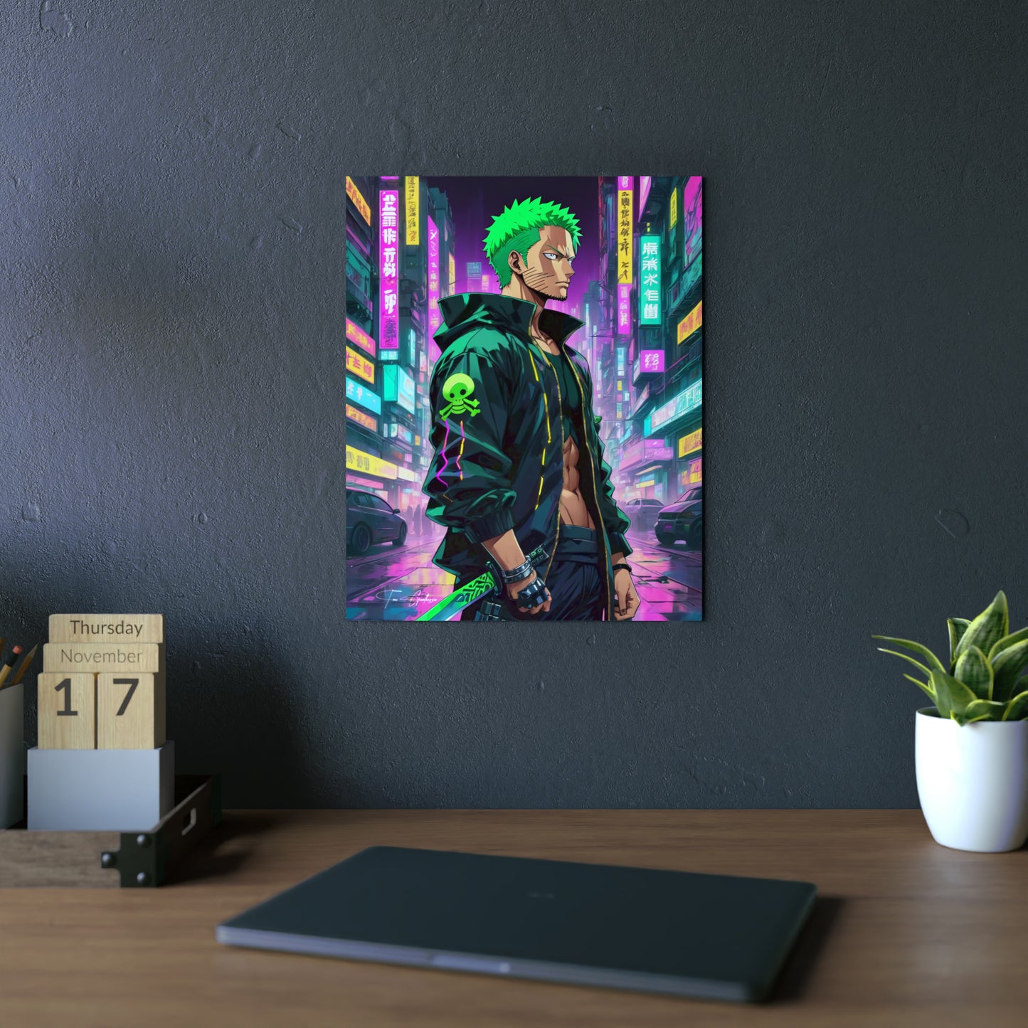 Cyberpunk Zoro 🇩🇪 GER Shipping - Anime Art on Metal Poster