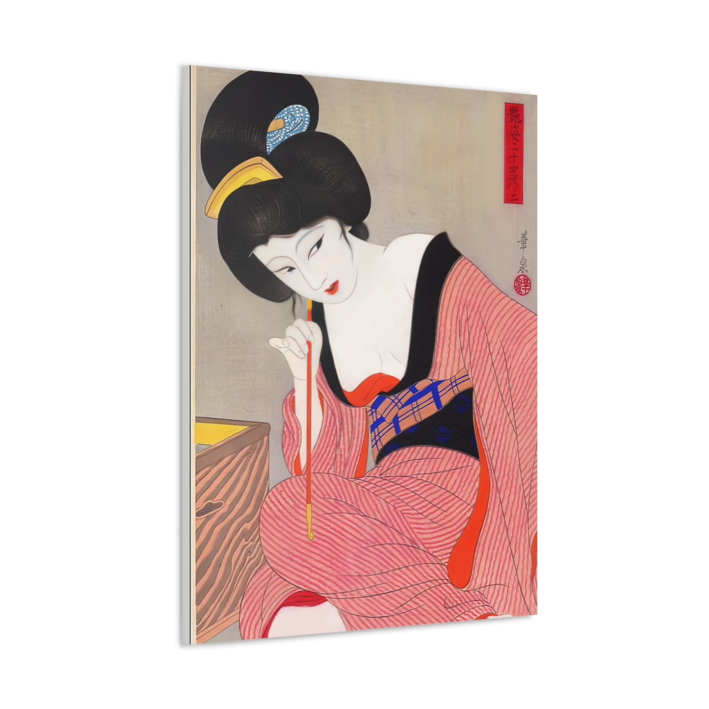 Ukiyo-e Art  - Before the mirror - Ōhira Kasen • Traditional Japanese Art on high quality Canvas