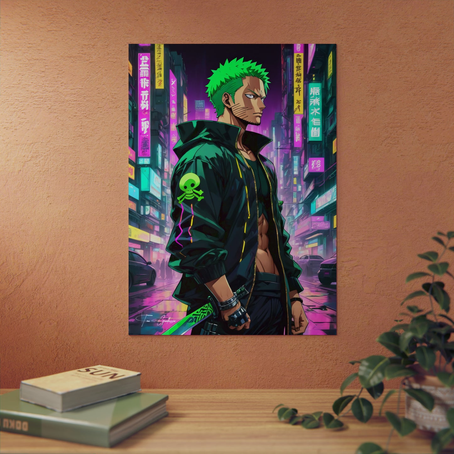 Cyberpunk Zoro 🇩🇪 GER Shipping - Anime Art on Metal Poster