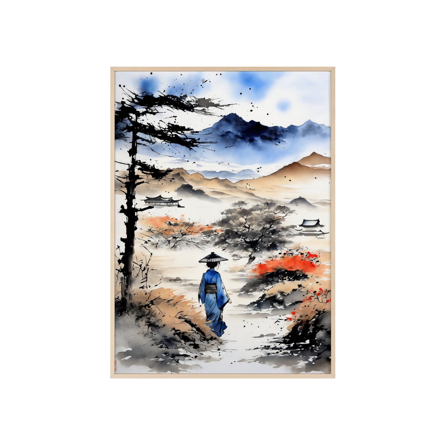 Sumi-e Art - Wasteland wisdom • Traditional Japanese Art • Framed