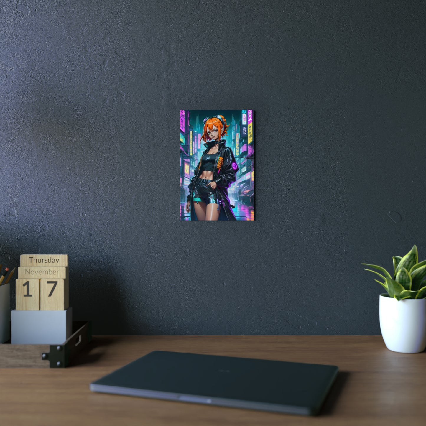 Cyberpunk Nami 🇩🇪 GER Shipping - Anime Art on Metal Poster