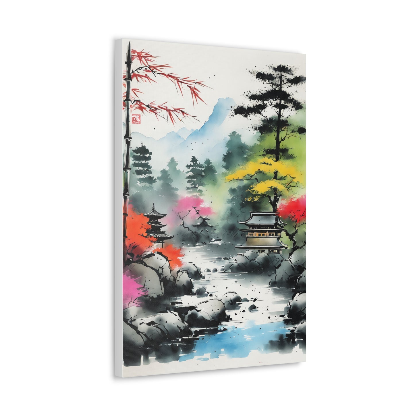 Sumi-e Art - Shambala Lake • Traditional Japanese Art on high quality Canvas