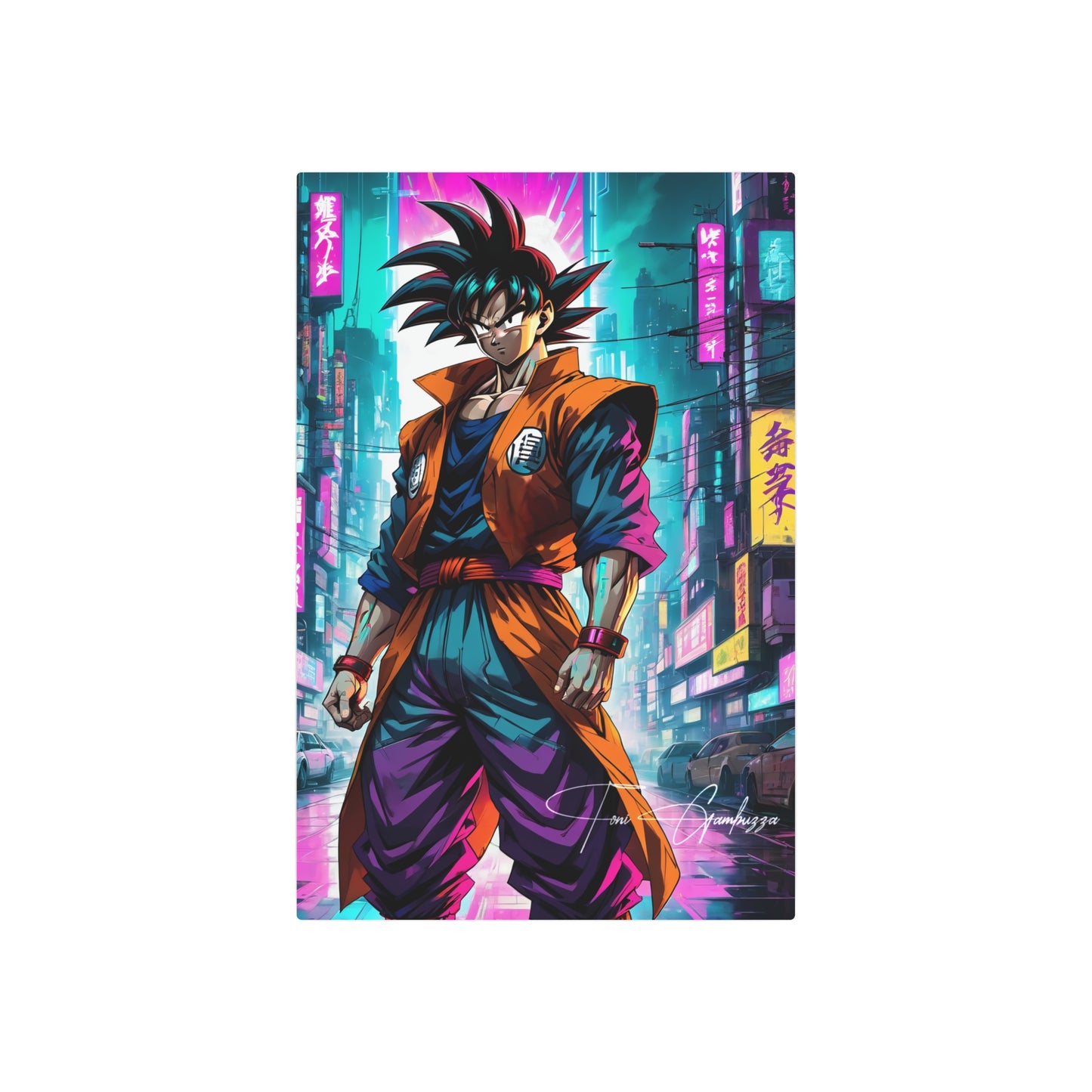 Cyberpunk Saiyan 🇺🇸 US Shipping - Anime Art on Metal Poster