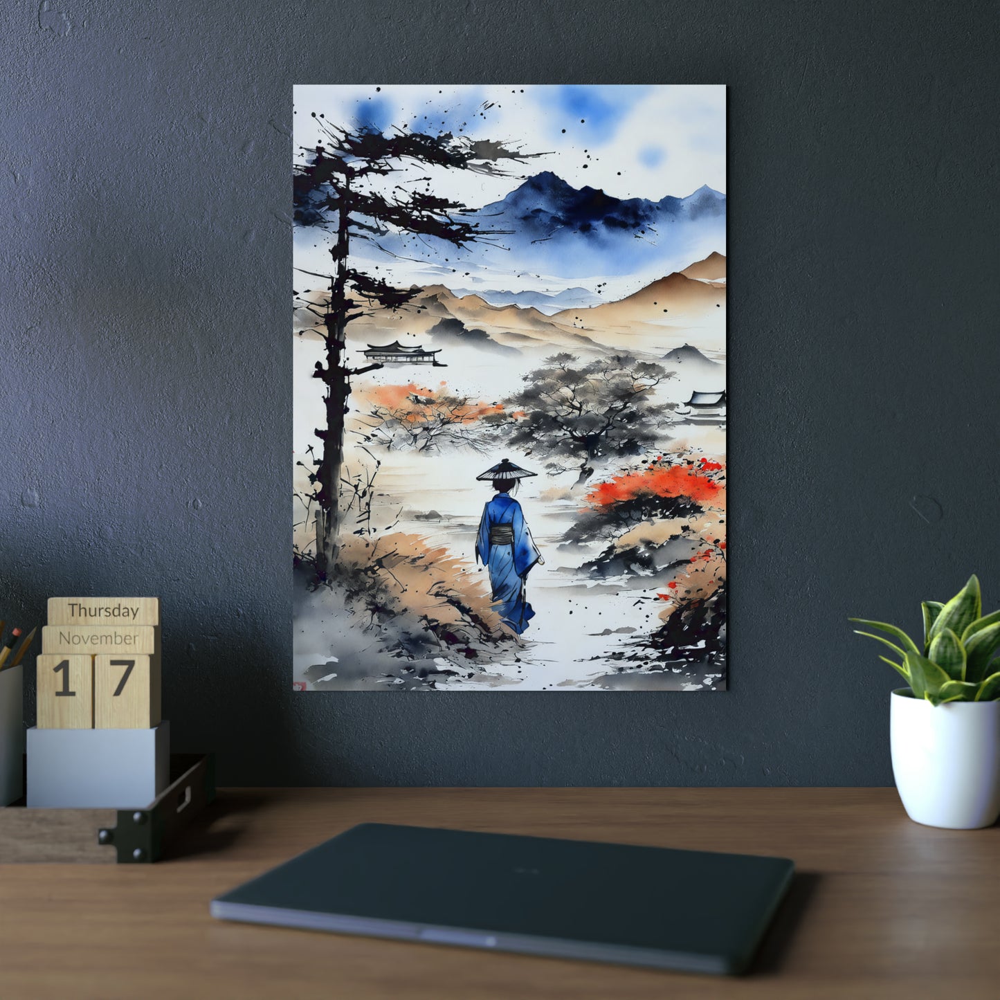 Sumi-e Art - Wasteland wisdom 🇩🇪 GER Shipping - Traditional Japanese Art on Metal Poster