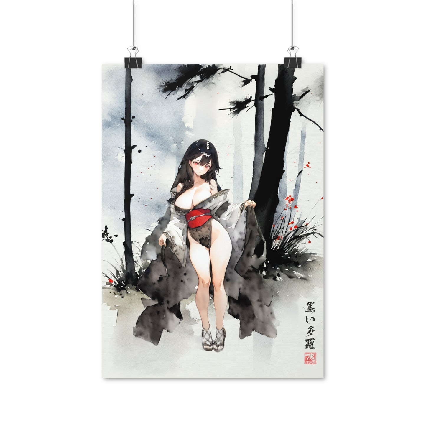 Sumi-e Art - Kuroi Tara • Traditional Japanese Art on high quality poster