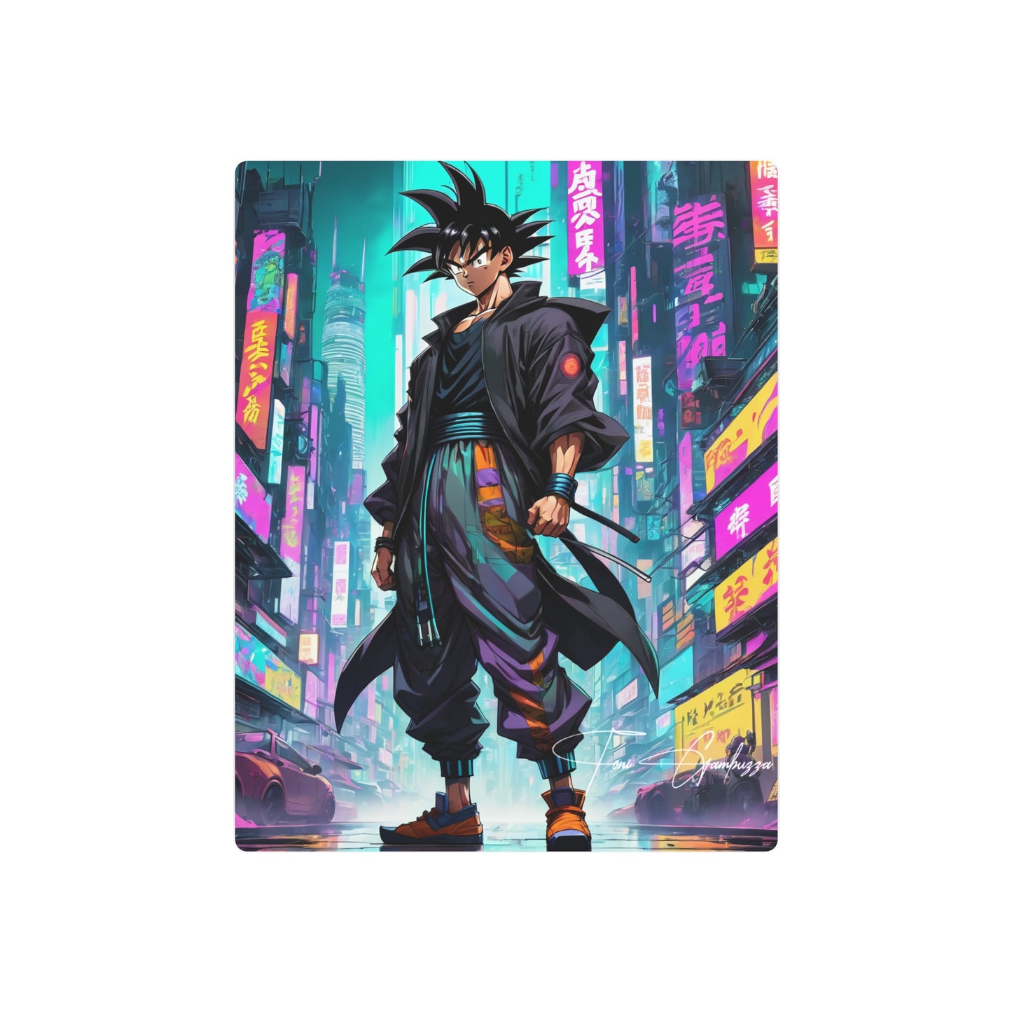 Cyberpunk Xeno Goku 🇺🇸 US Shipping - Anime Art on Metal Poster