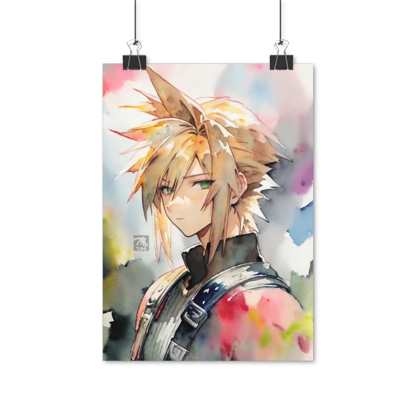 The Soldier - Watercolor Anime Art on high quality poster