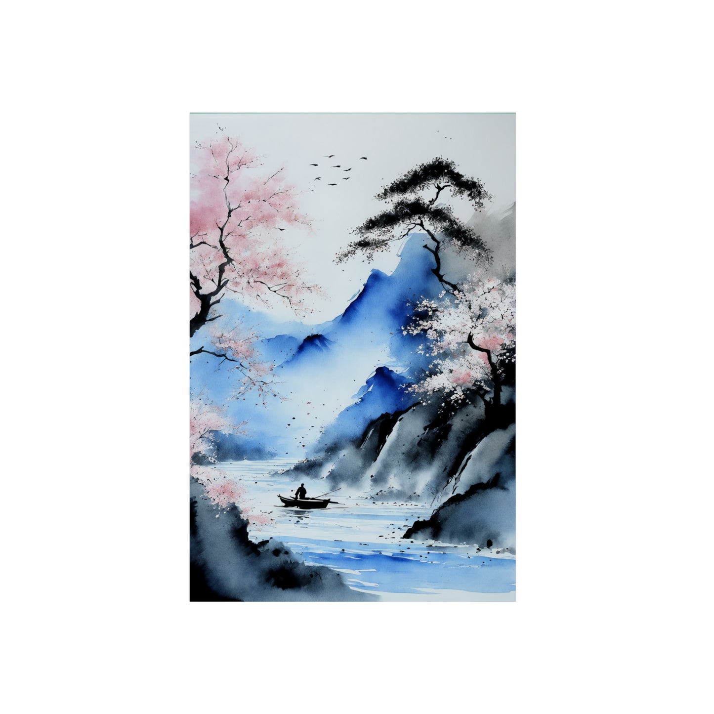 Sumi-e Art - Silent waters 🇩🇪 GER Shipping - Traditional Japanese Art on Metal Poster