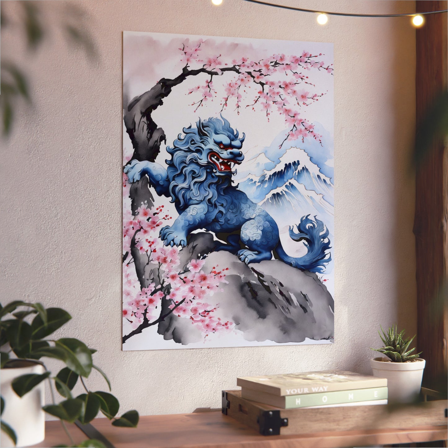 Sumi-e Art - Komainu 🇩🇪 GER Shipping - Traditional Japanese Art on Metal Poster