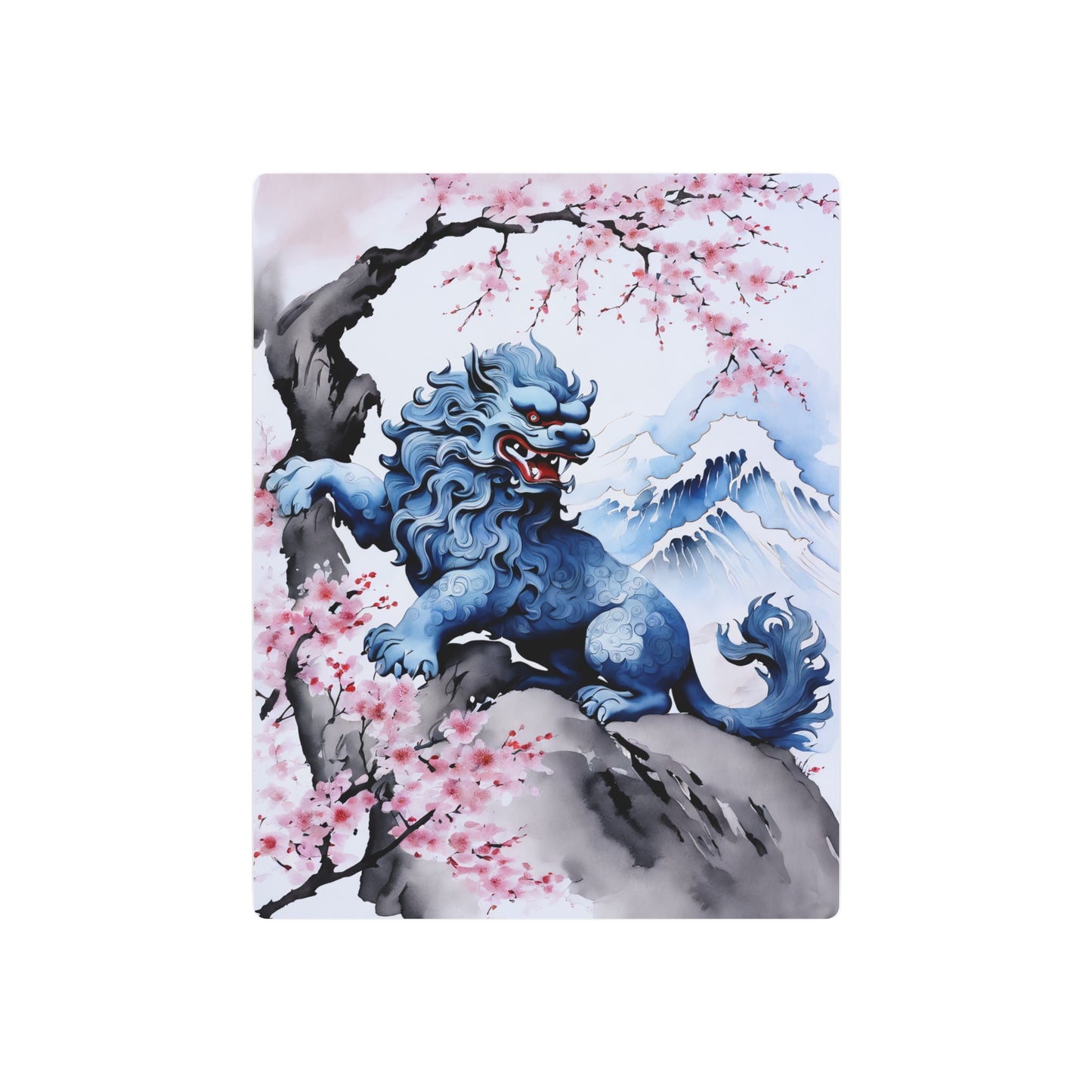 Sumi-e Art - Komainu 🇺🇸 US Shipping - Traditional Japanese Art on Metal Poster