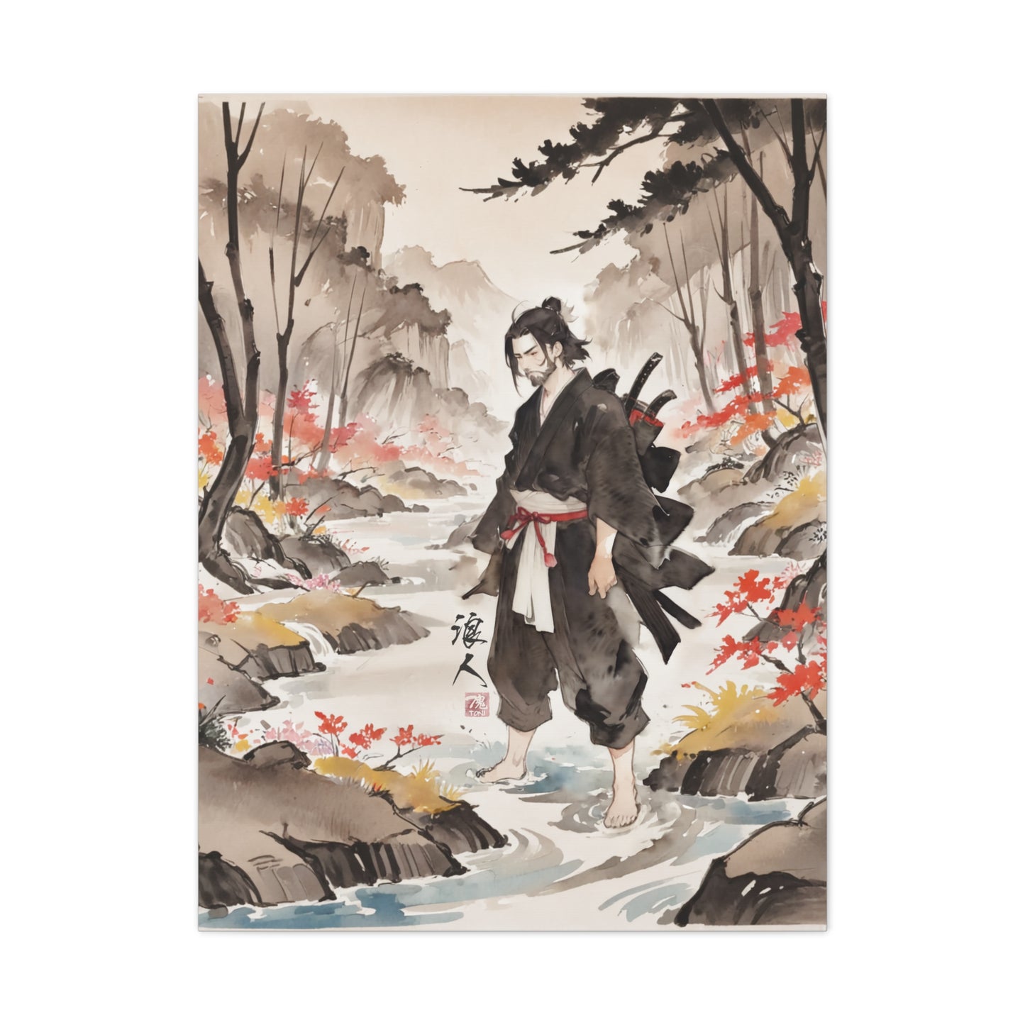 Sumi-e Art  - Ronin • Traditional Japanese Art on high quality Canvas