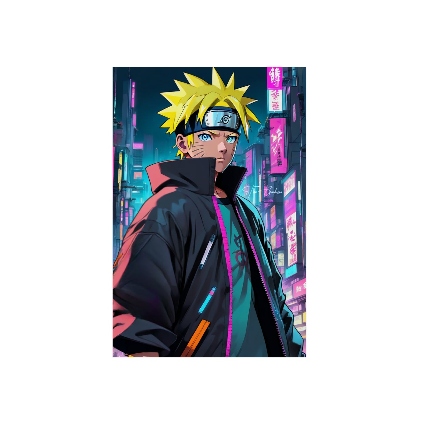 Cyberpunk Naruto 🇩🇪 GER Shipping - Anime Art on Metal Poster